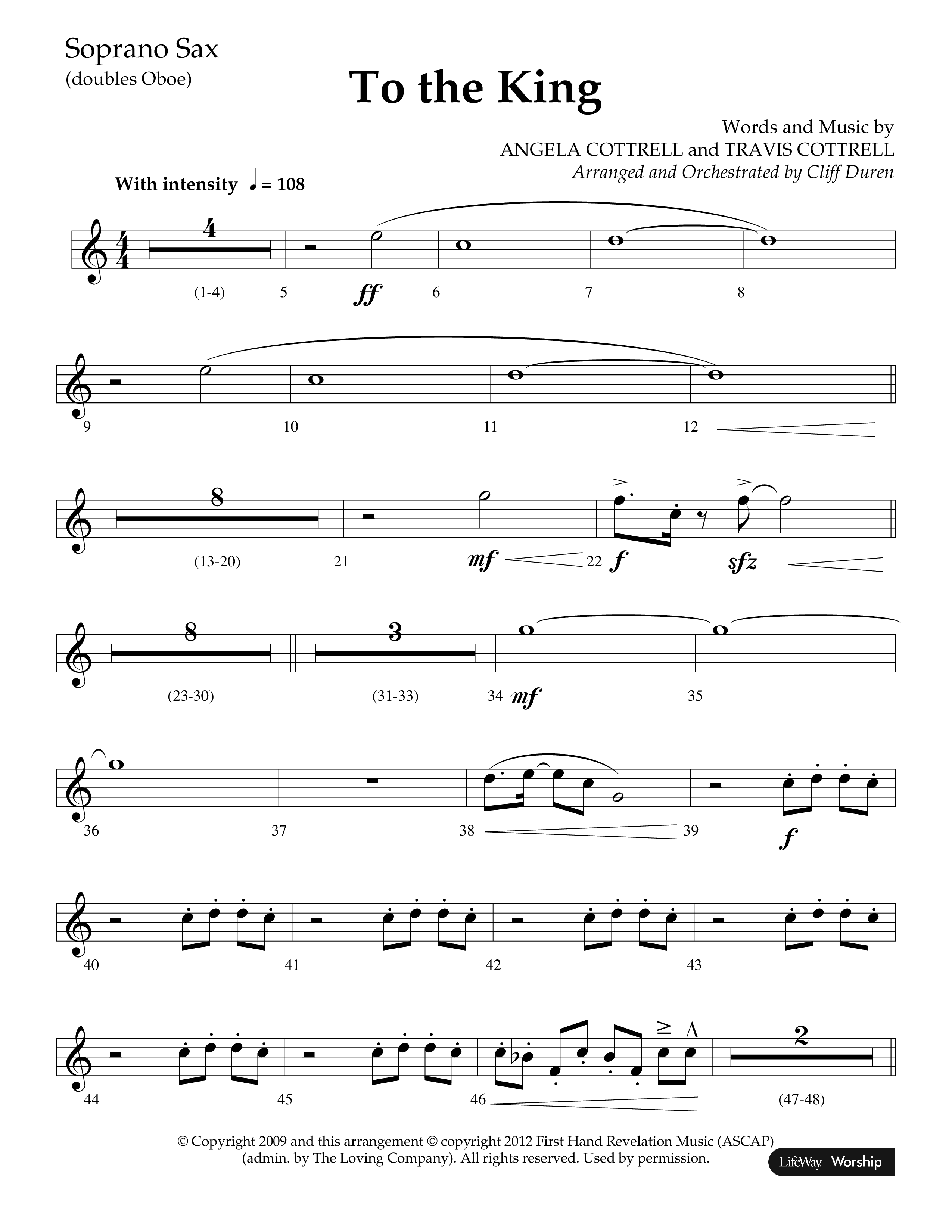 To The King (Choral Anthem SATB) Soprano Sax (Lifeway Choral / Arr. Cliff Duren)