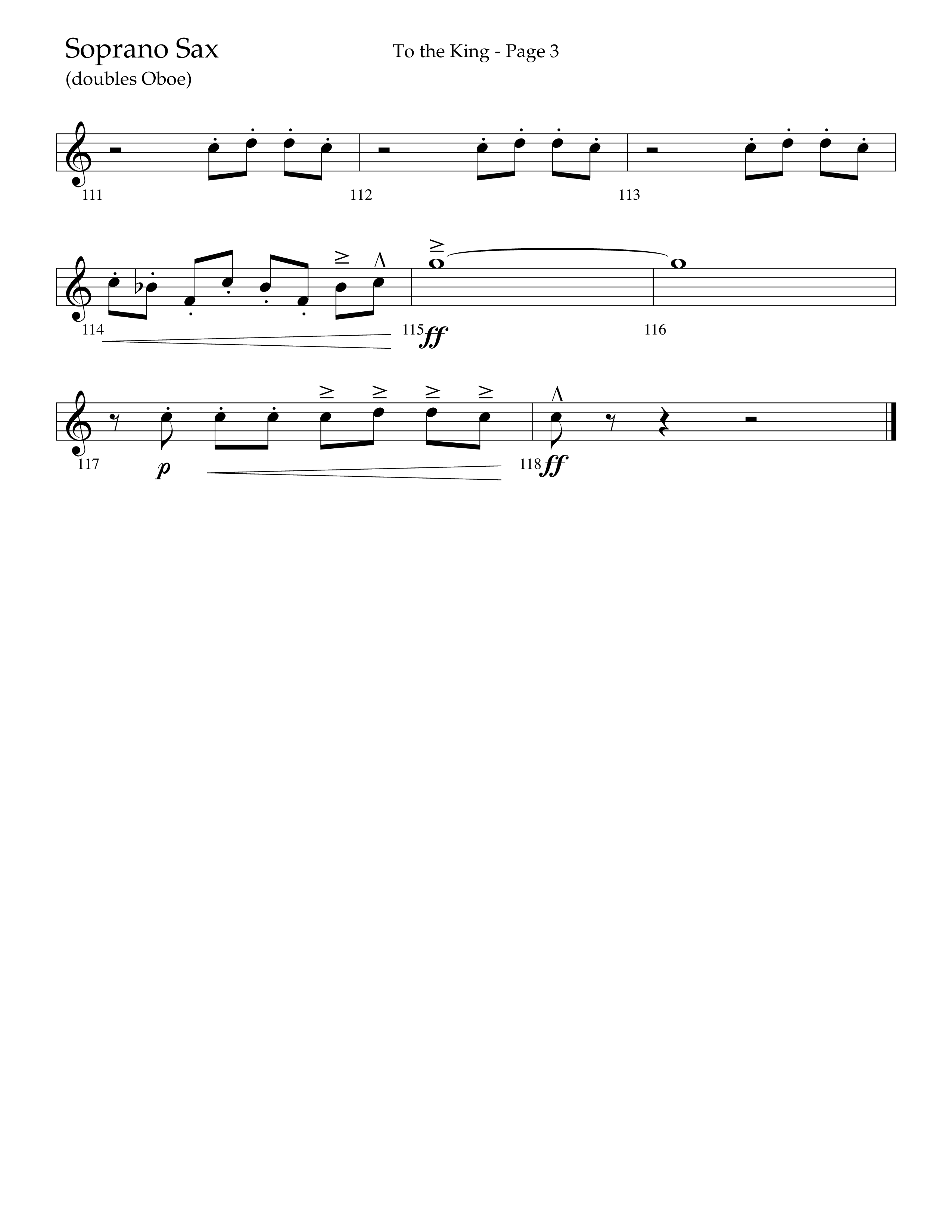 To The King (Choral Anthem SATB) Soprano Sax (Lifeway Choral / Arr. Cliff Duren)