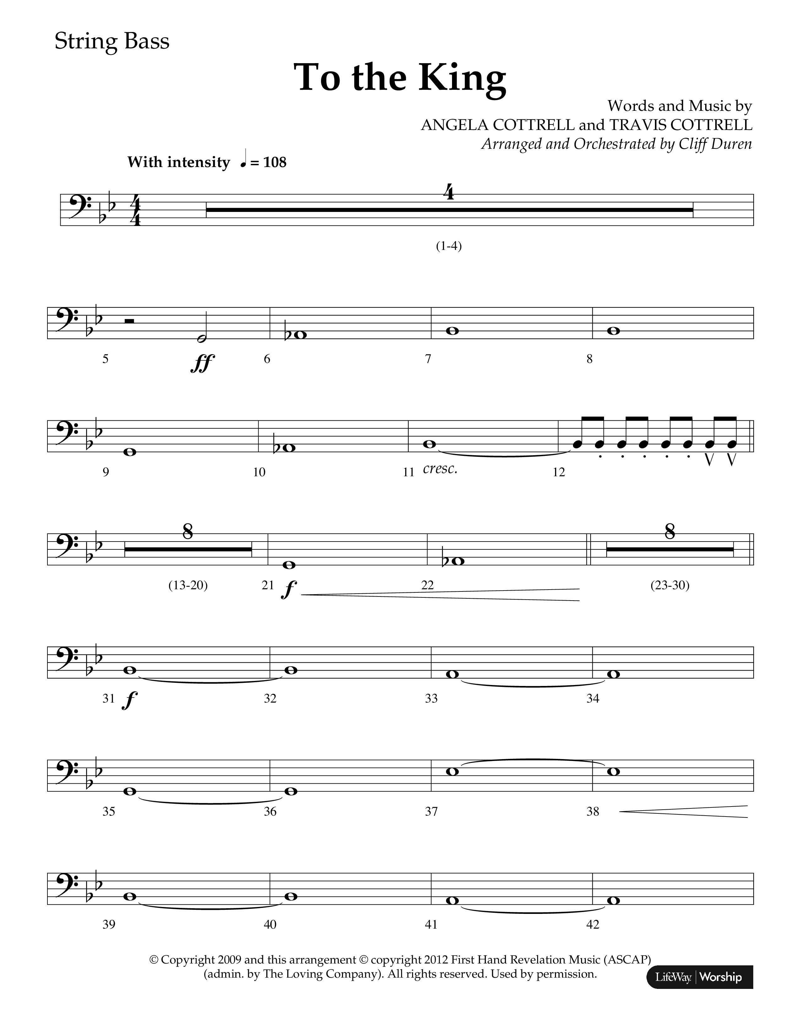 To The King (Choral Anthem SATB) String Bass (Lifeway Choral / Arr. Cliff Duren)