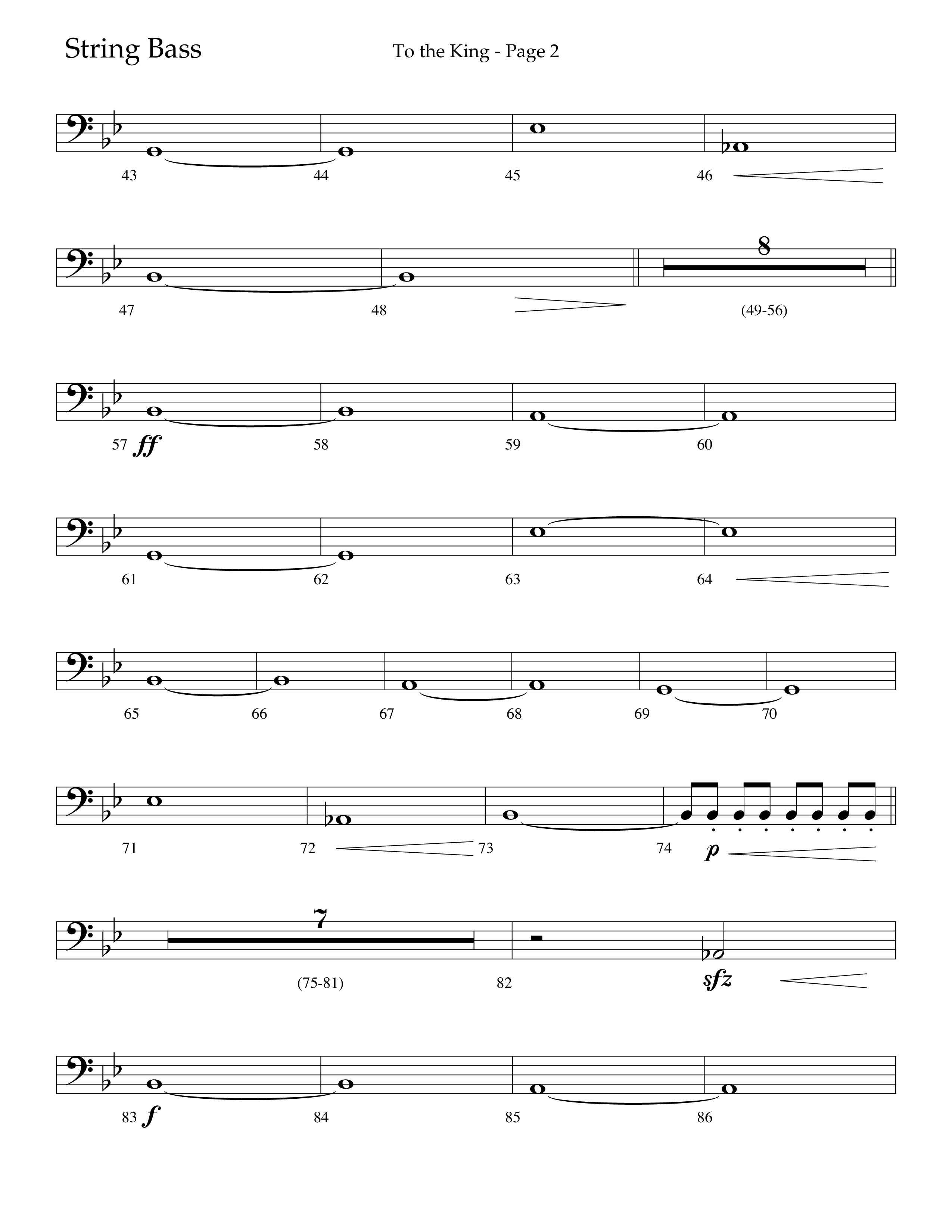 To The King (Choral Anthem SATB) String Bass (Lifeway Choral / Arr. Cliff Duren)