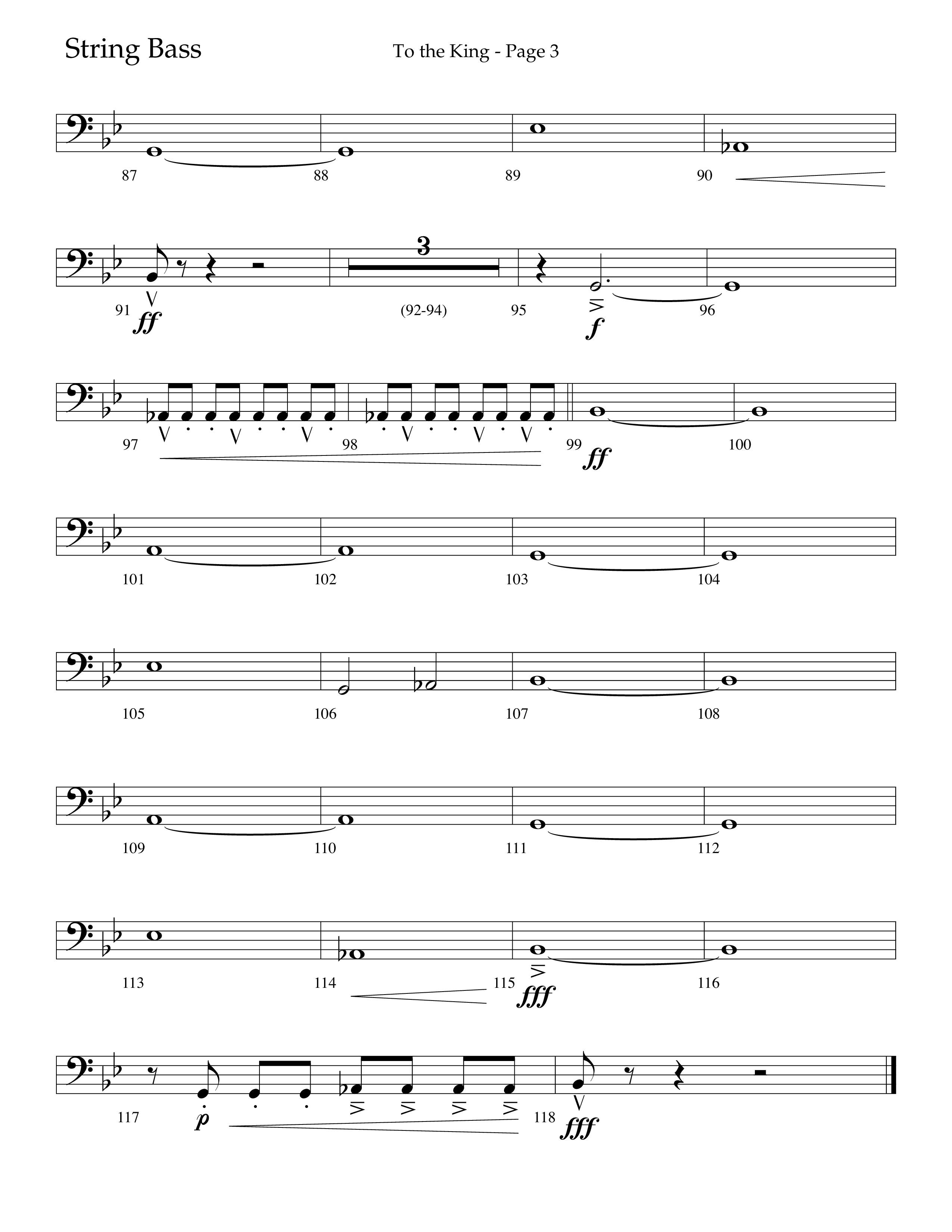 To The King (Choral Anthem SATB) String Bass (Lifeway Choral / Arr. Cliff Duren)