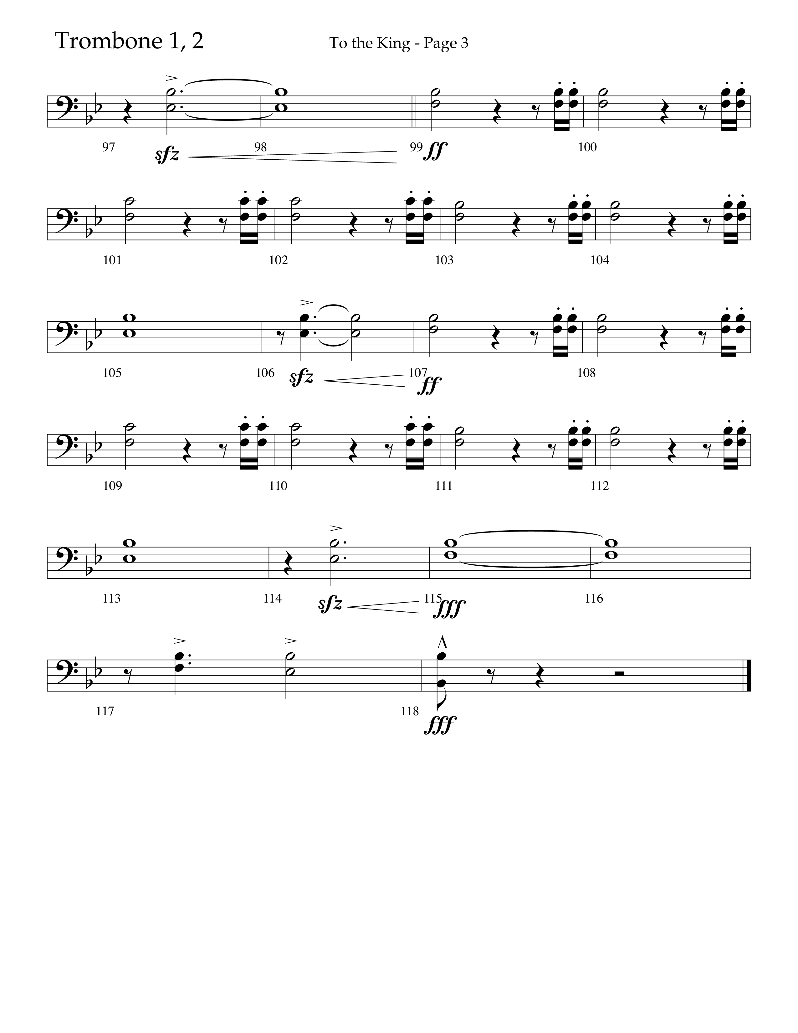 To The King (Choral Anthem SATB) Trombone 1/2 (Lifeway Choral / Arr. Cliff Duren)