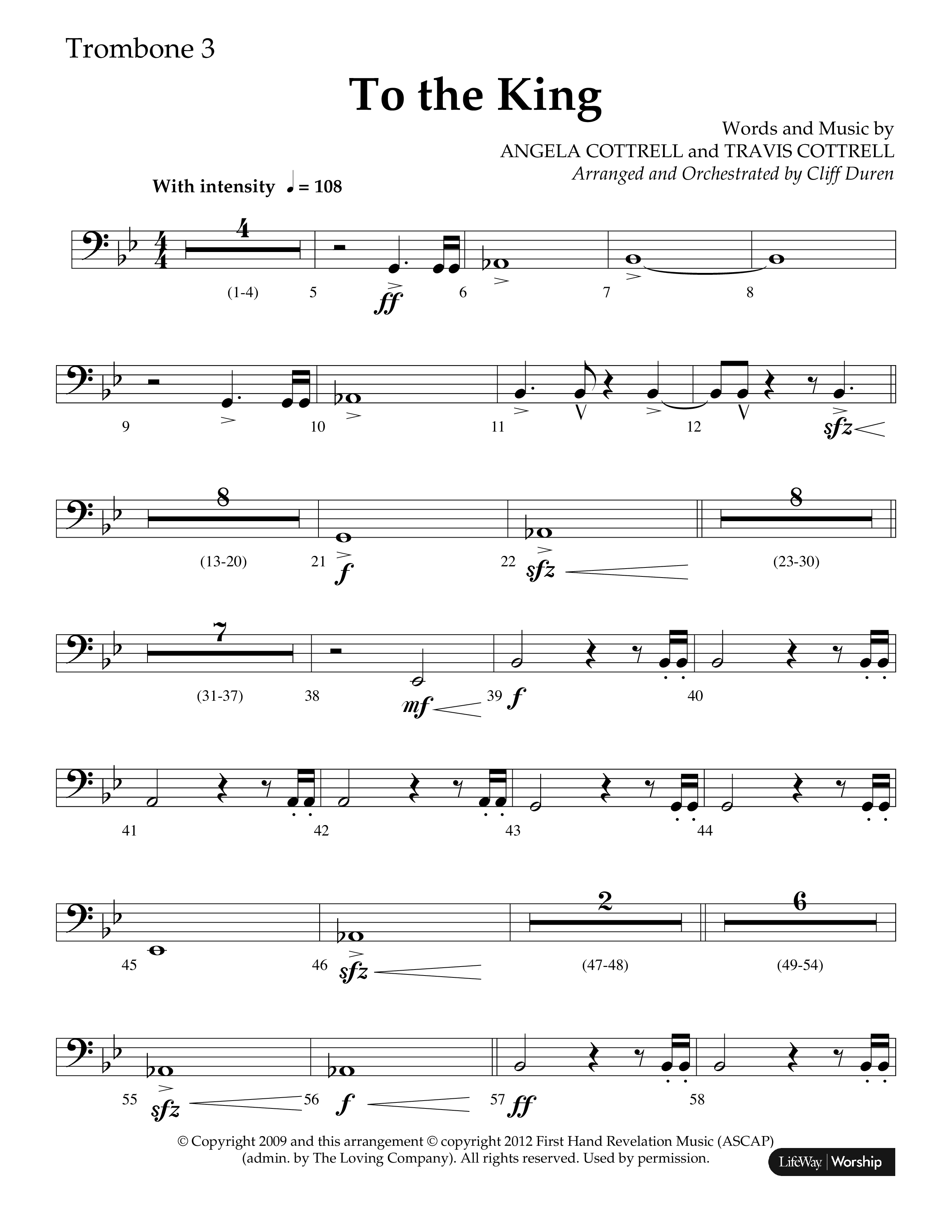 To The King (Choral Anthem SATB) Trombone 3 (Lifeway Choral / Arr. Cliff Duren)