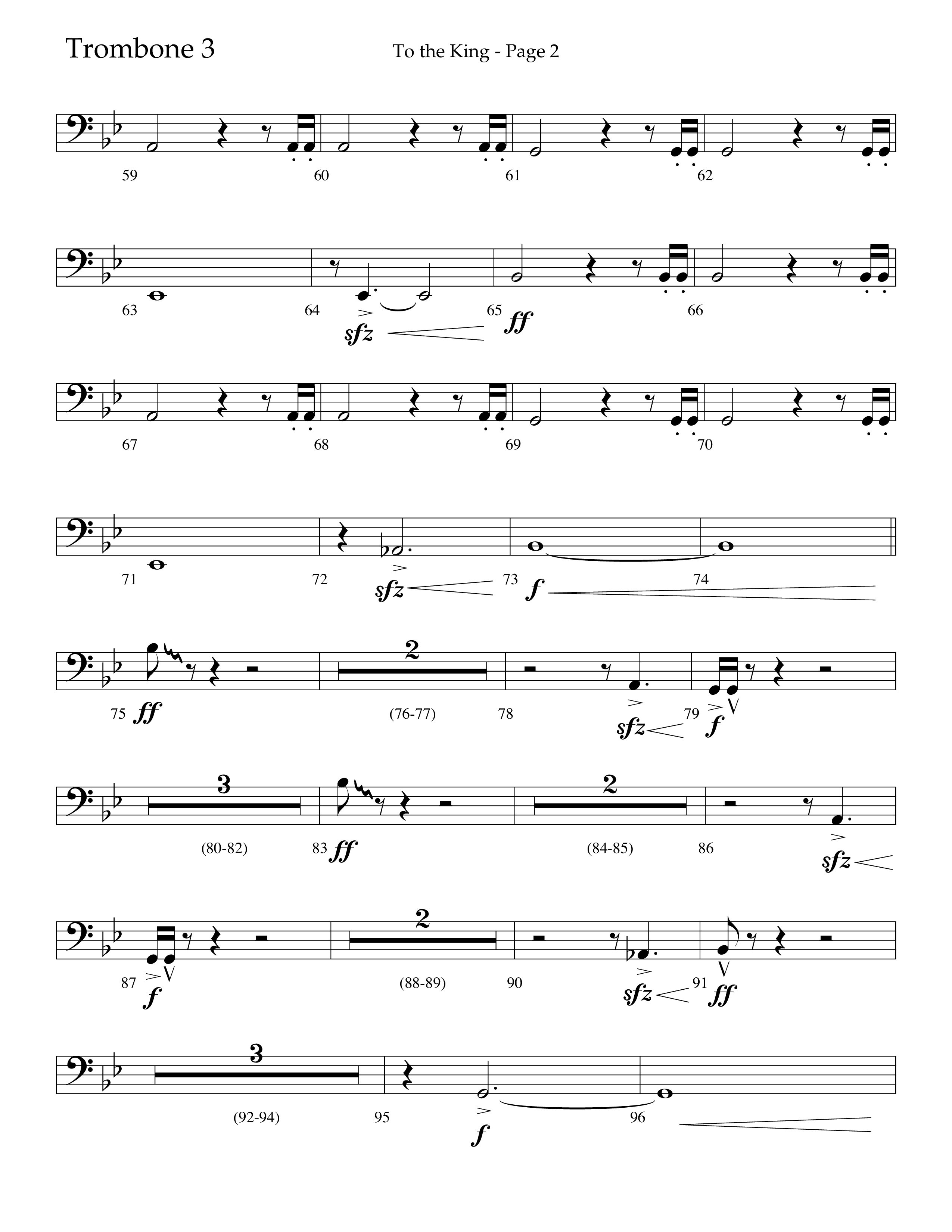To The King (Choral Anthem SATB) Trombone 3 (Lifeway Choral / Arr. Cliff Duren)