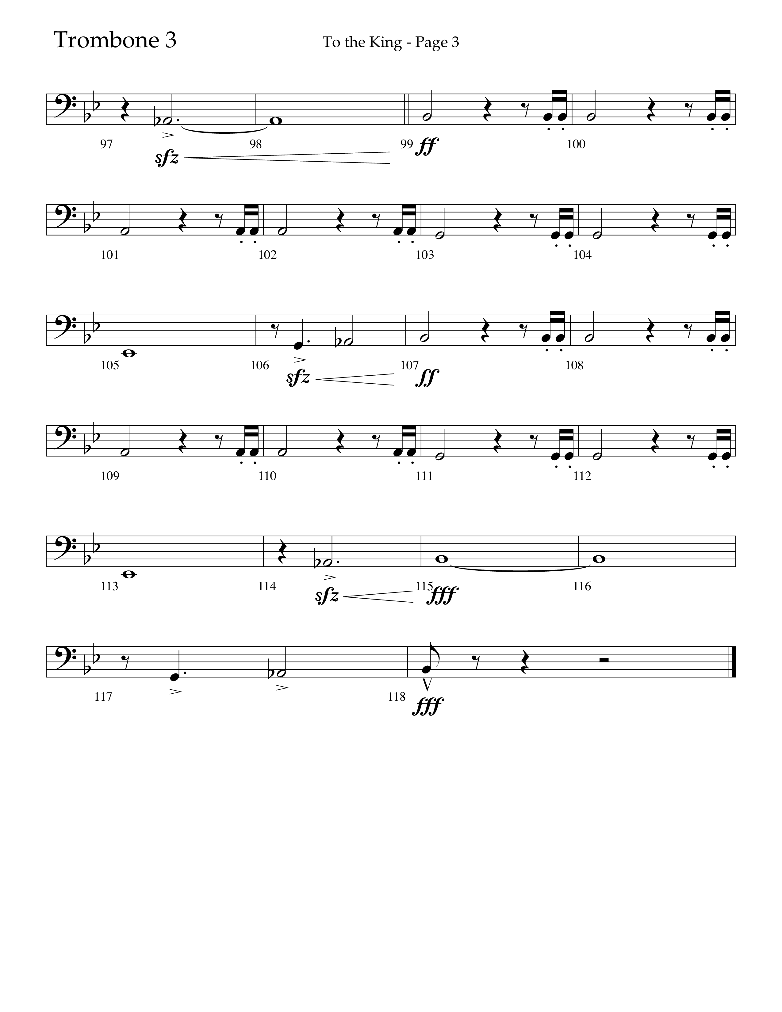 To The King (Choral Anthem SATB) Trombone 3 (Lifeway Choral / Arr. Cliff Duren)