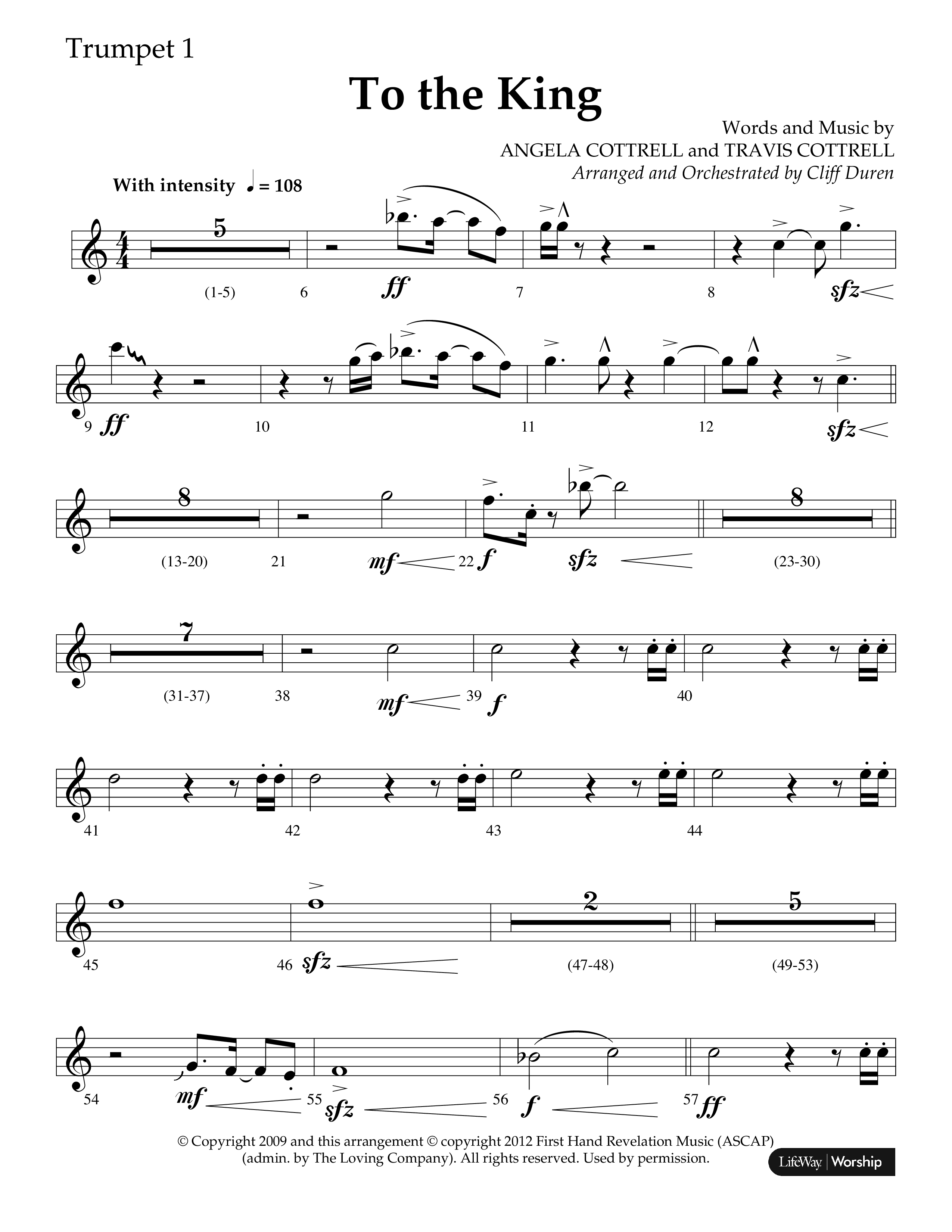 To The King (Choral Anthem SATB) Trumpet 1 (Lifeway Choral / Arr. Cliff Duren)