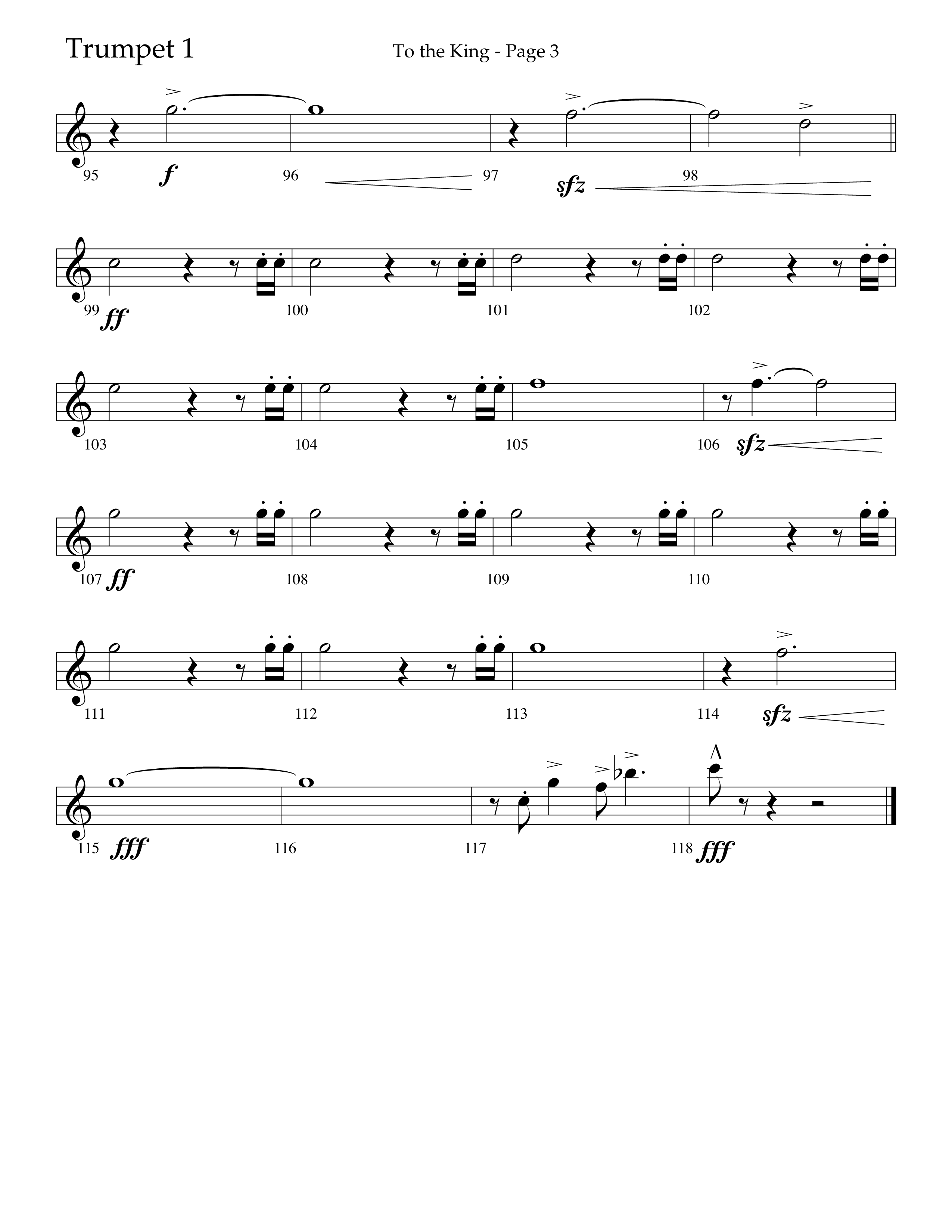 To The King (Choral Anthem SATB) Trumpet 1 (Lifeway Choral / Arr. Cliff Duren)