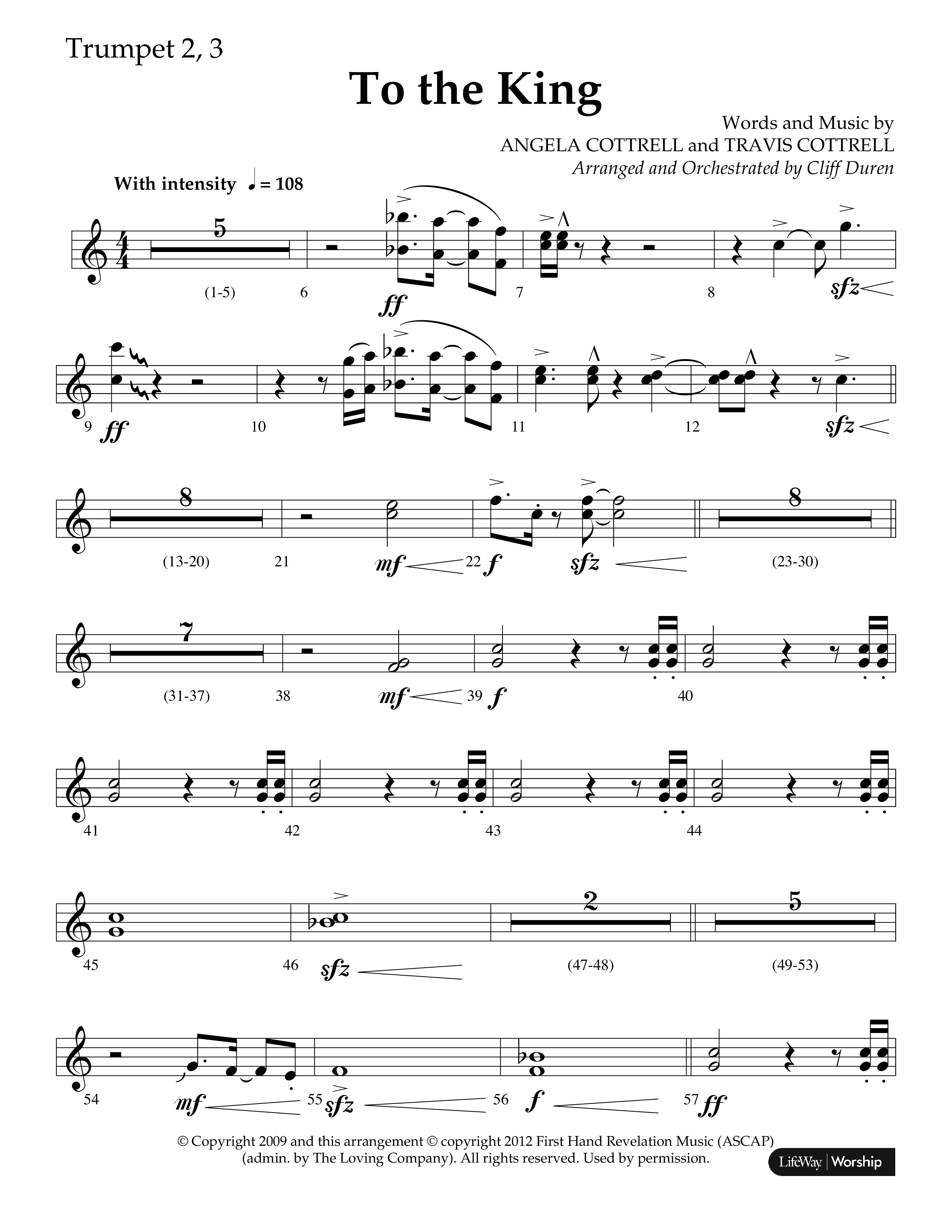 To The King (Choral Anthem SATB) Trumpet 2/3 (Lifeway Choral / Arr. Cliff Duren)