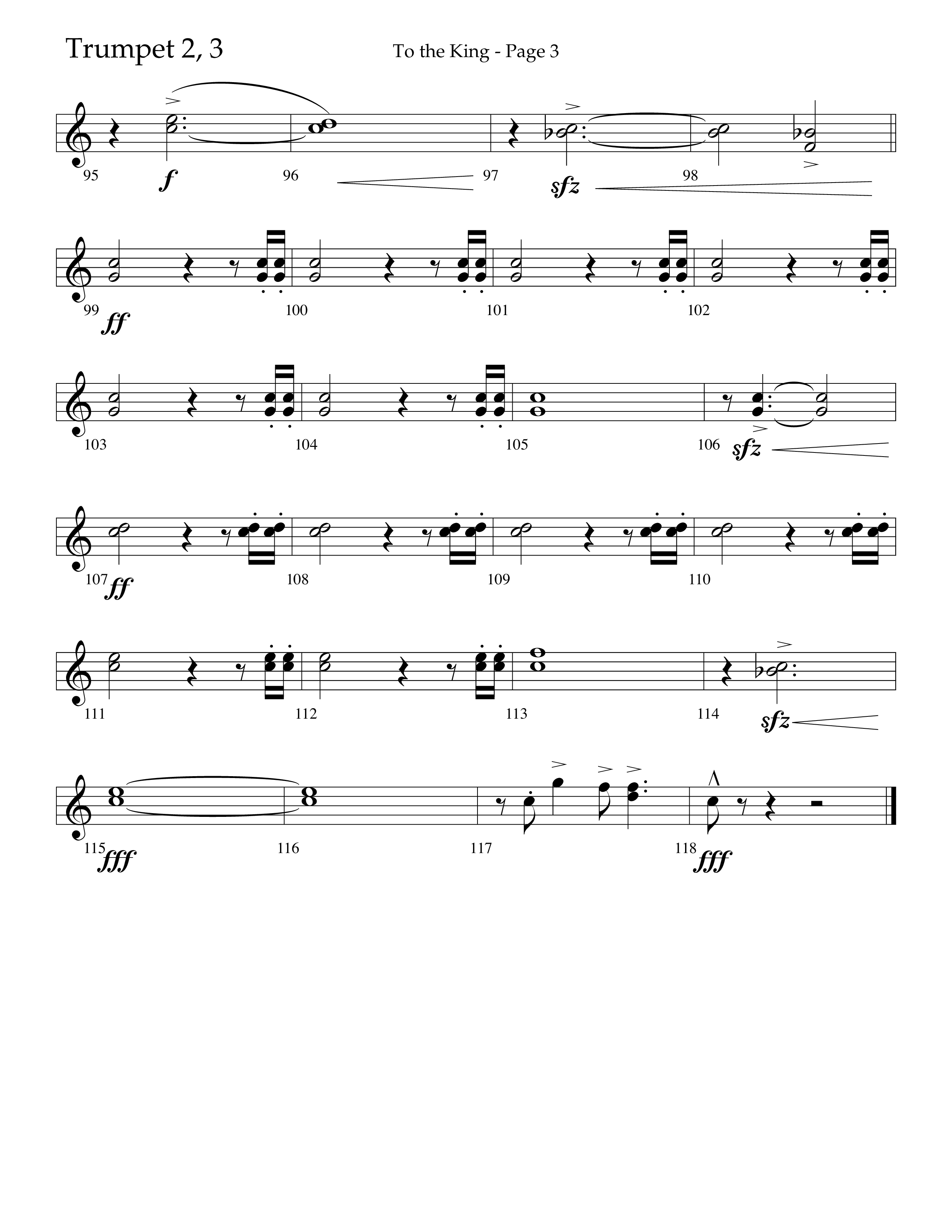 To The King (Choral Anthem SATB) Trumpet 2/3 (Lifeway Choral / Arr. Cliff Duren)