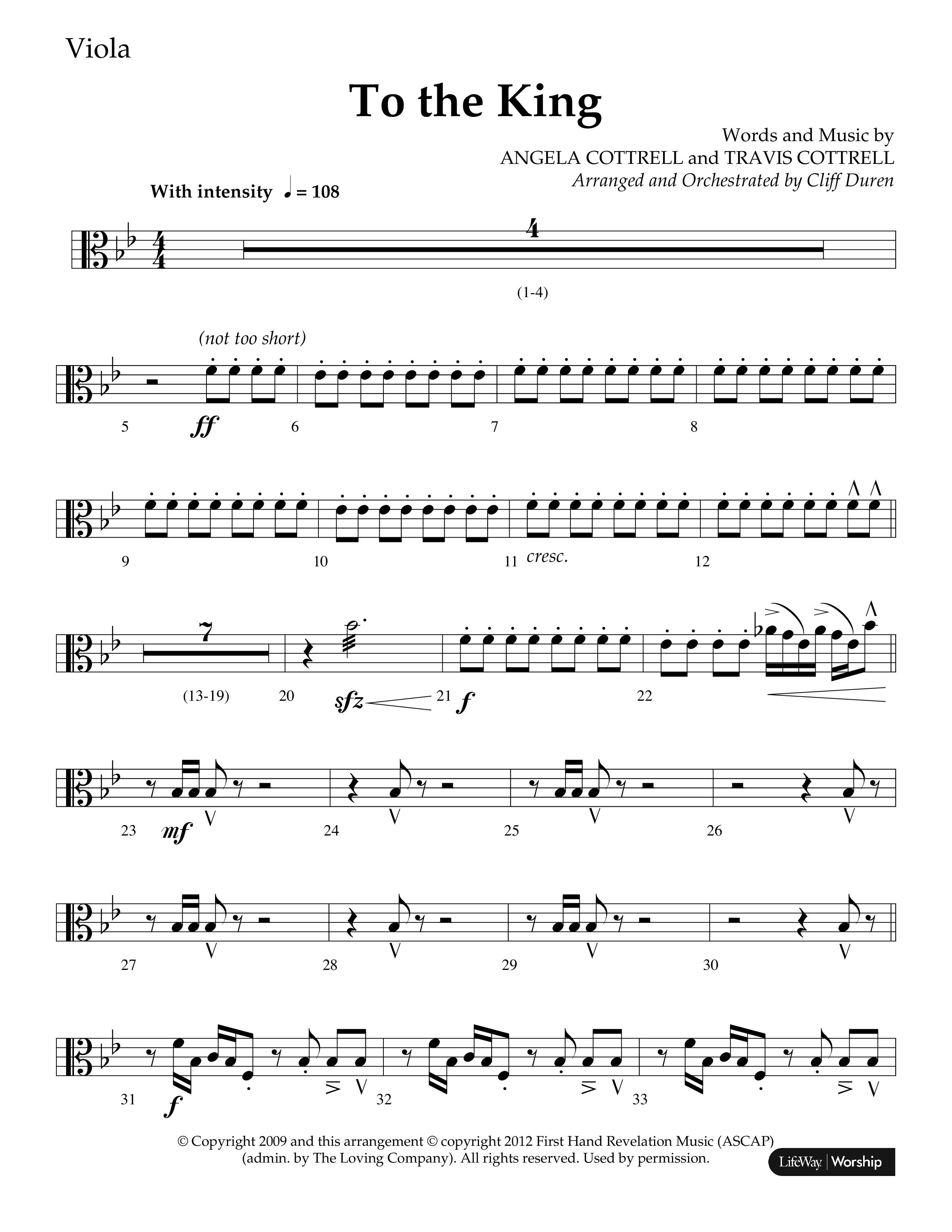 To The King (Choral Anthem SATB) Viola (Lifeway Choral / Arr. Cliff Duren)