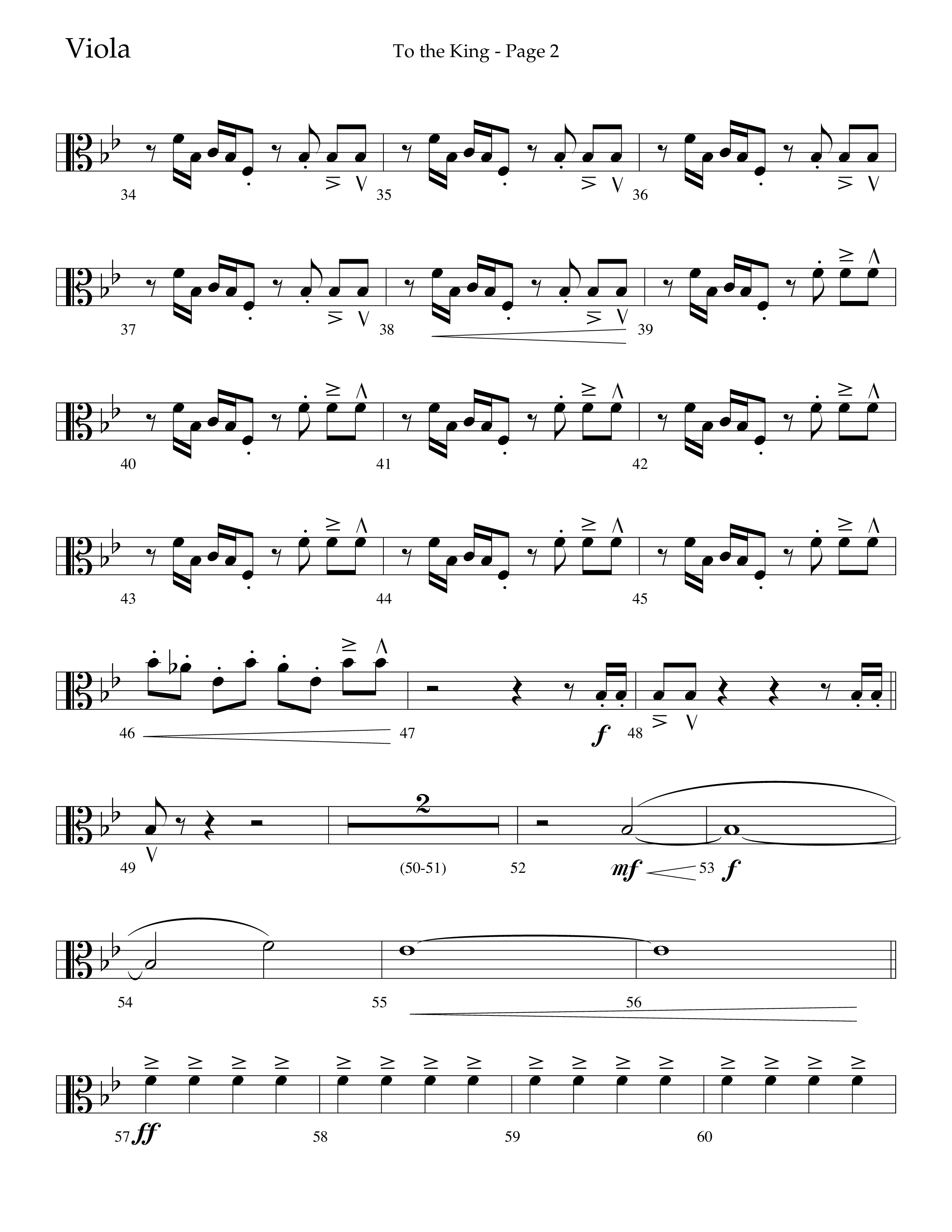 To The King (Choral Anthem SATB) Viola (Lifeway Choral / Arr. Cliff Duren)