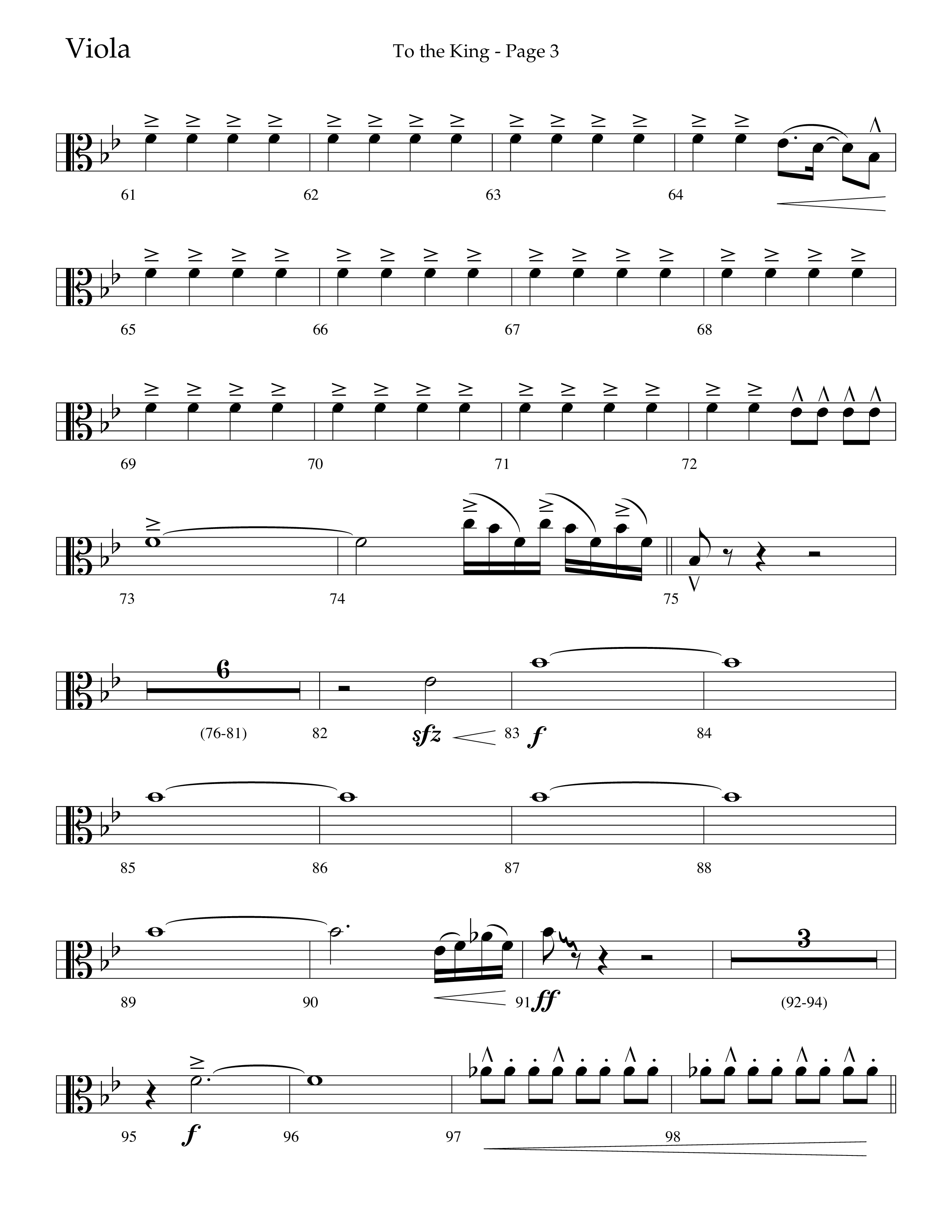To The King (Choral Anthem SATB) Viola (Lifeway Choral / Arr. Cliff Duren)