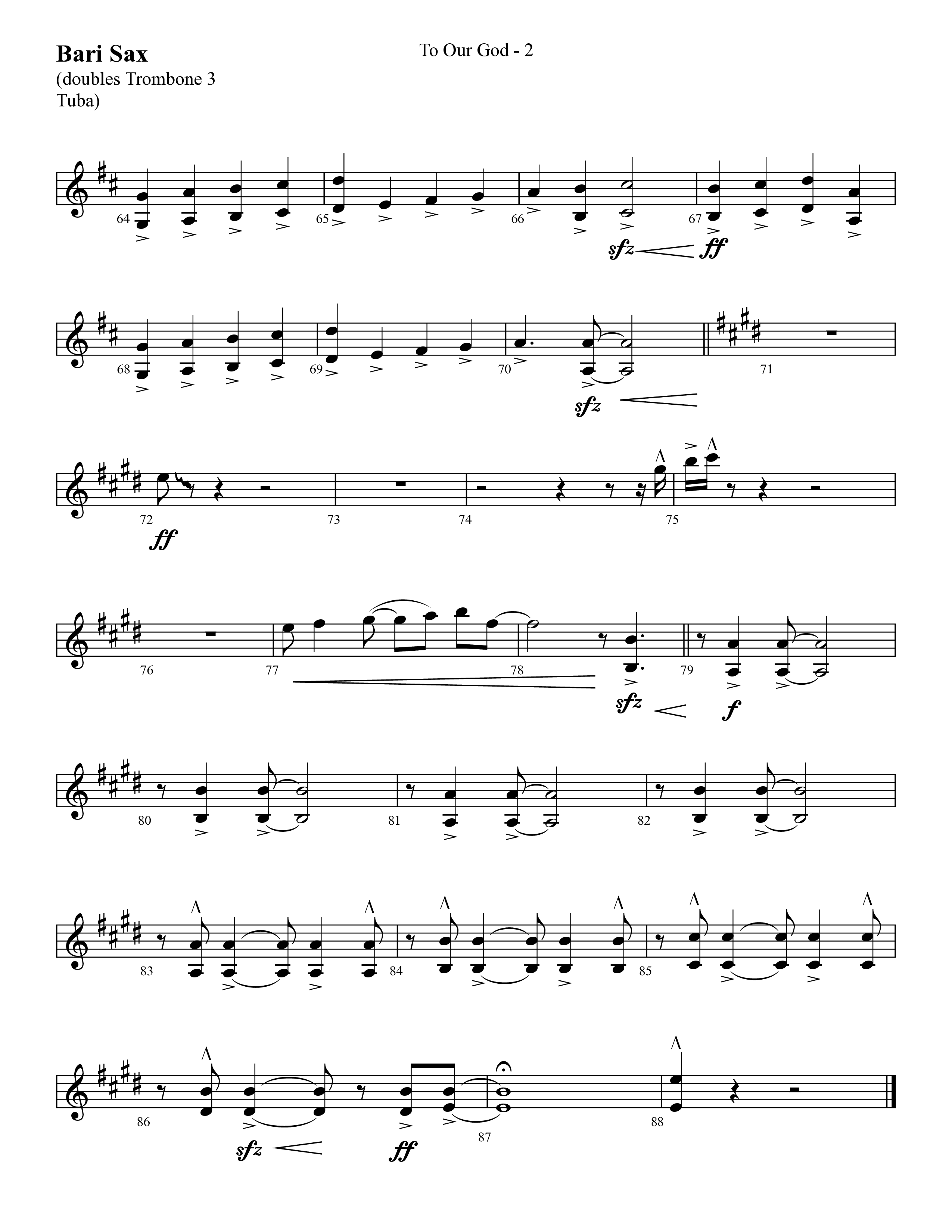 To Our God (Choral Anthem SATB) Bari Sax (Lifeway Choral / Arr. Cliff Duren)
