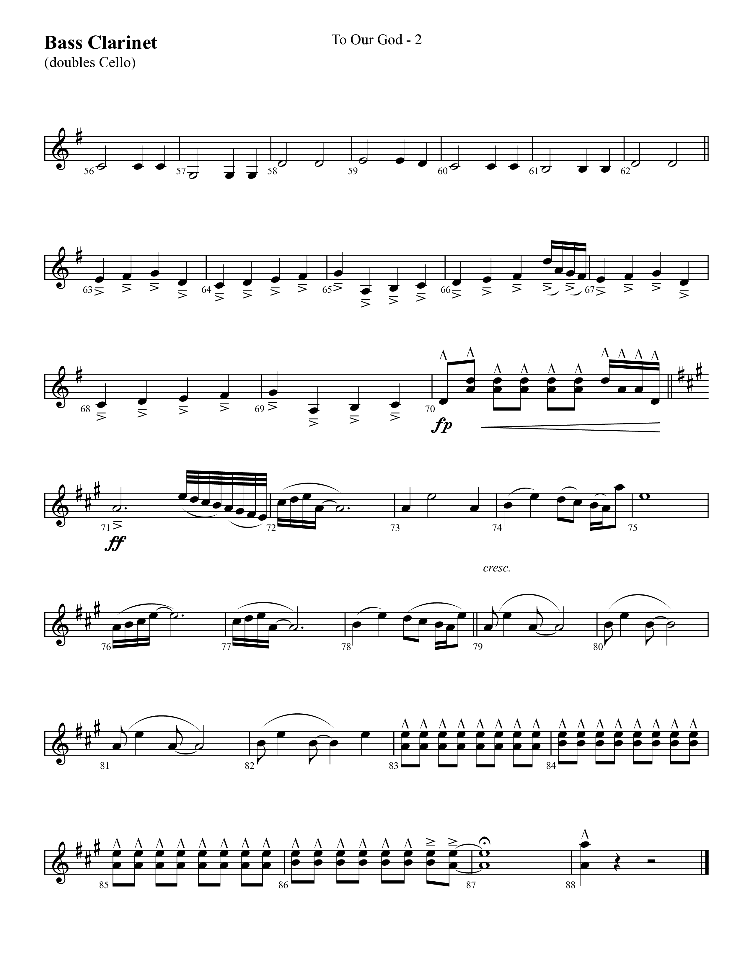 To Our God (Choral Anthem SATB) Bass Clarinet (Lifeway Choral / Arr. Cliff Duren)