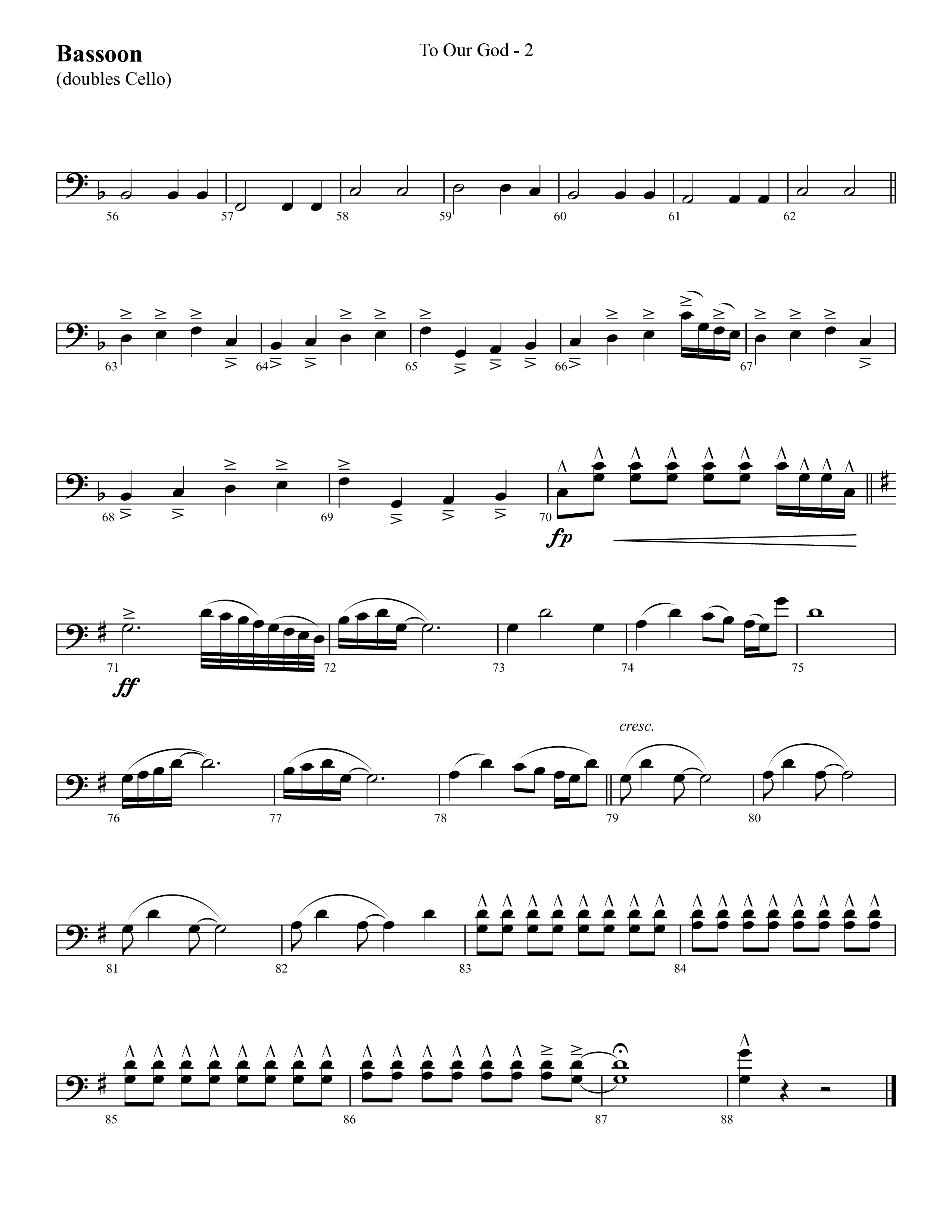 To Our God (Choral Anthem SATB) Bassoon (Lifeway Choral / Arr. Cliff Duren)