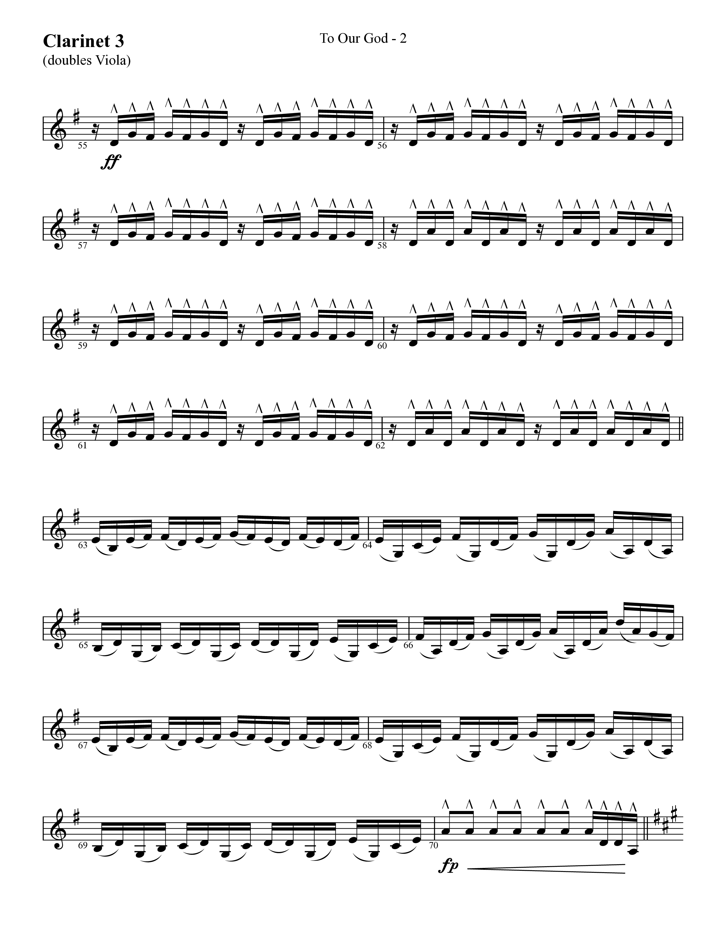 To Our God (Choral Anthem SATB) Clarinet 3 (Lifeway Choral / Arr. Cliff Duren)