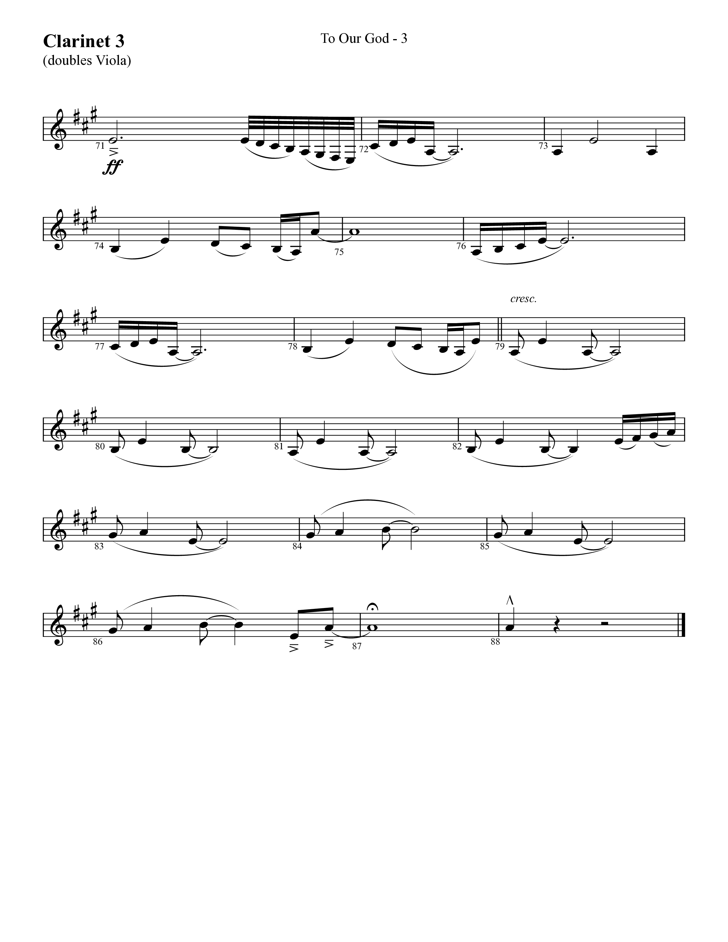 To Our God (Choral Anthem SATB) Clarinet 3 (Lifeway Choral / Arr. Cliff Duren)