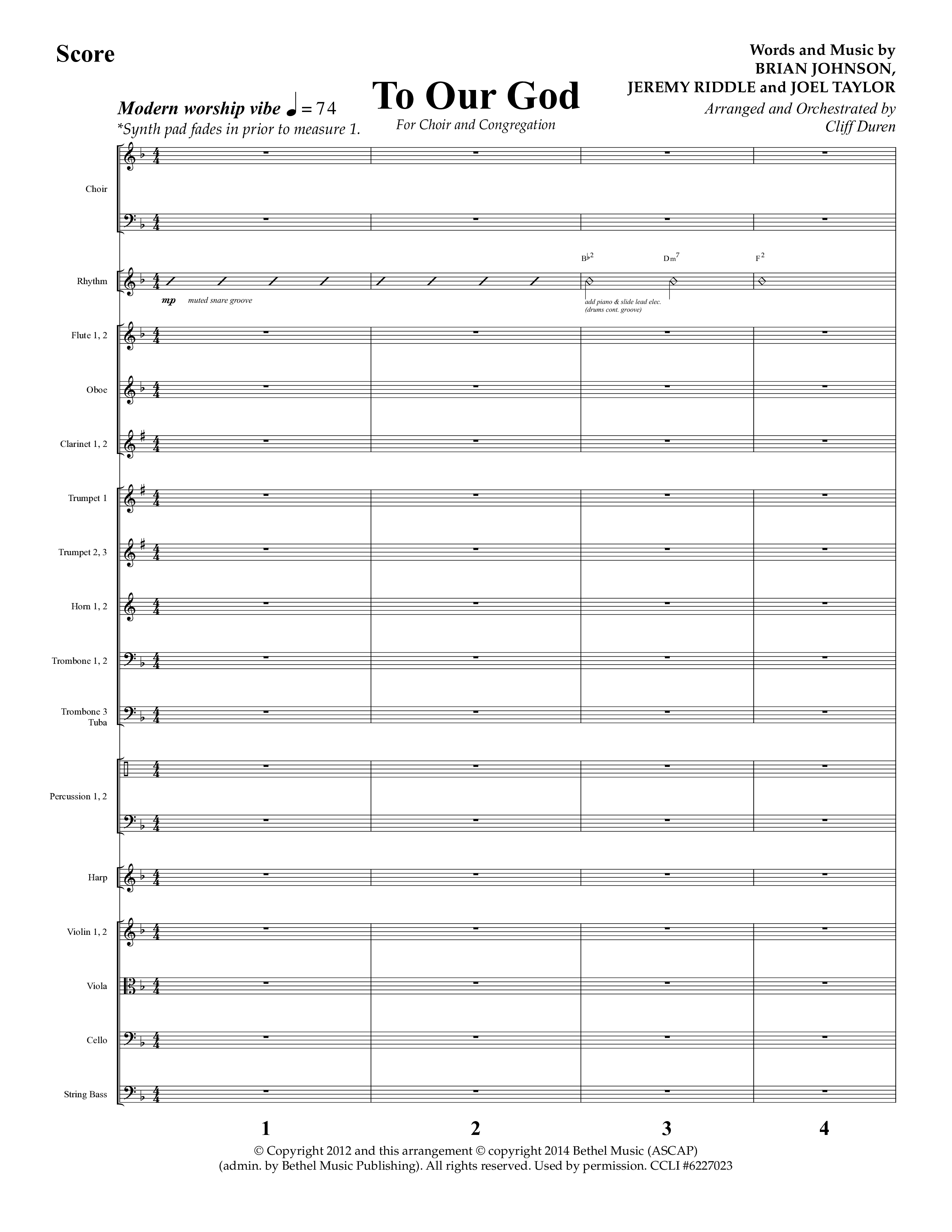 To Our God (Choral Anthem SATB) Conductor's Score (Lifeway Choral / Arr. Cliff Duren)