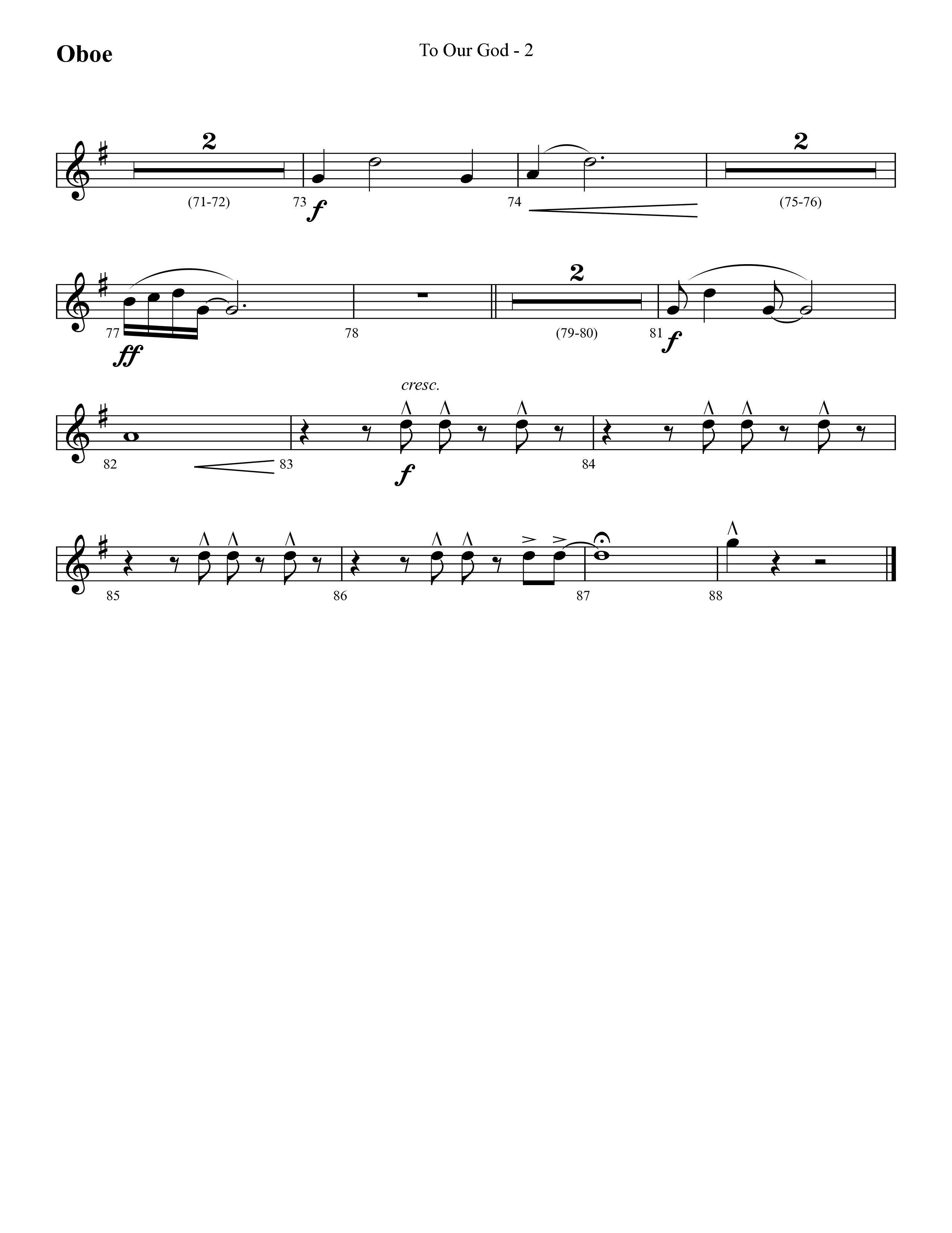 To Our God (Choral Anthem SATB) Oboe (Lifeway Choral / Arr. Cliff Duren)