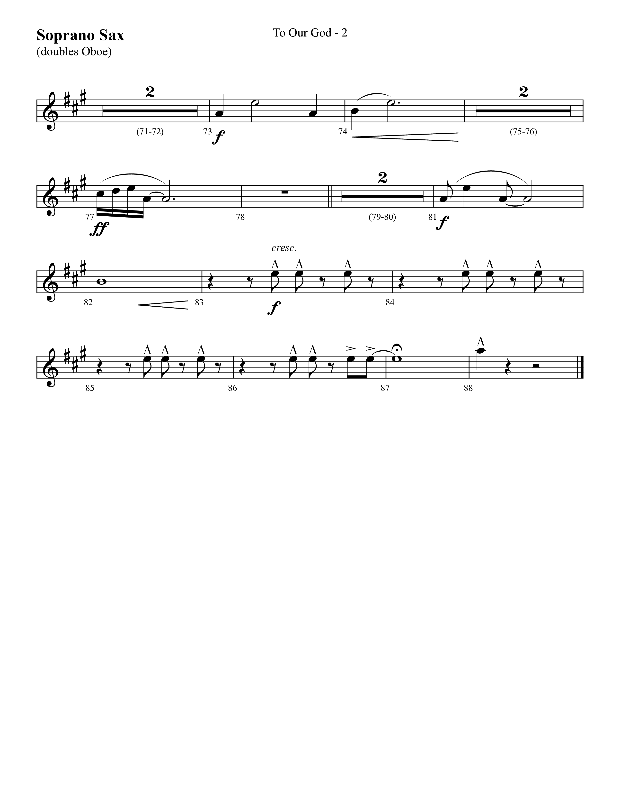 To Our God (Choral Anthem SATB) Soprano Sax (Lifeway Choral / Arr. Cliff Duren)