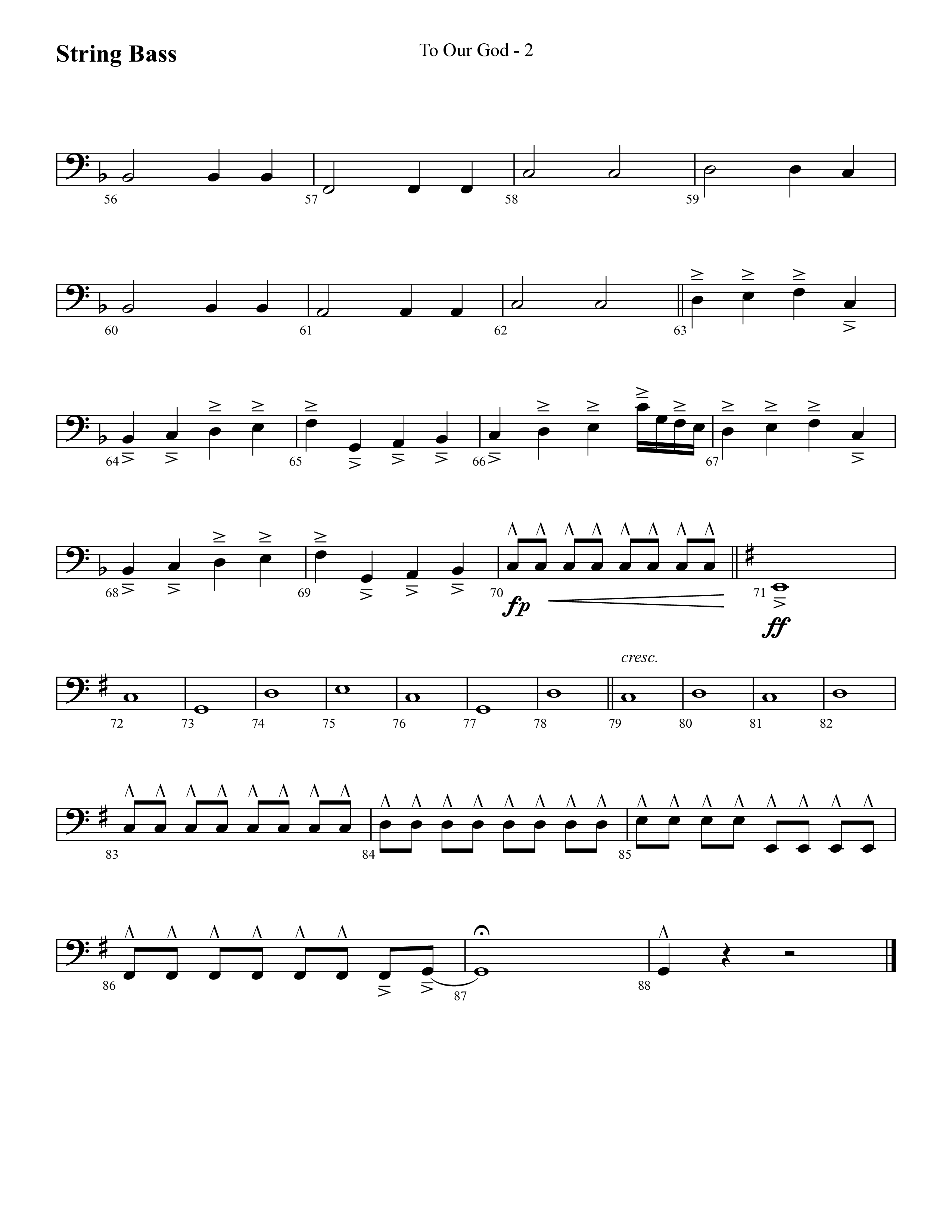 To Our God (Choral Anthem SATB) String Bass (Lifeway Choral / Arr. Cliff Duren)