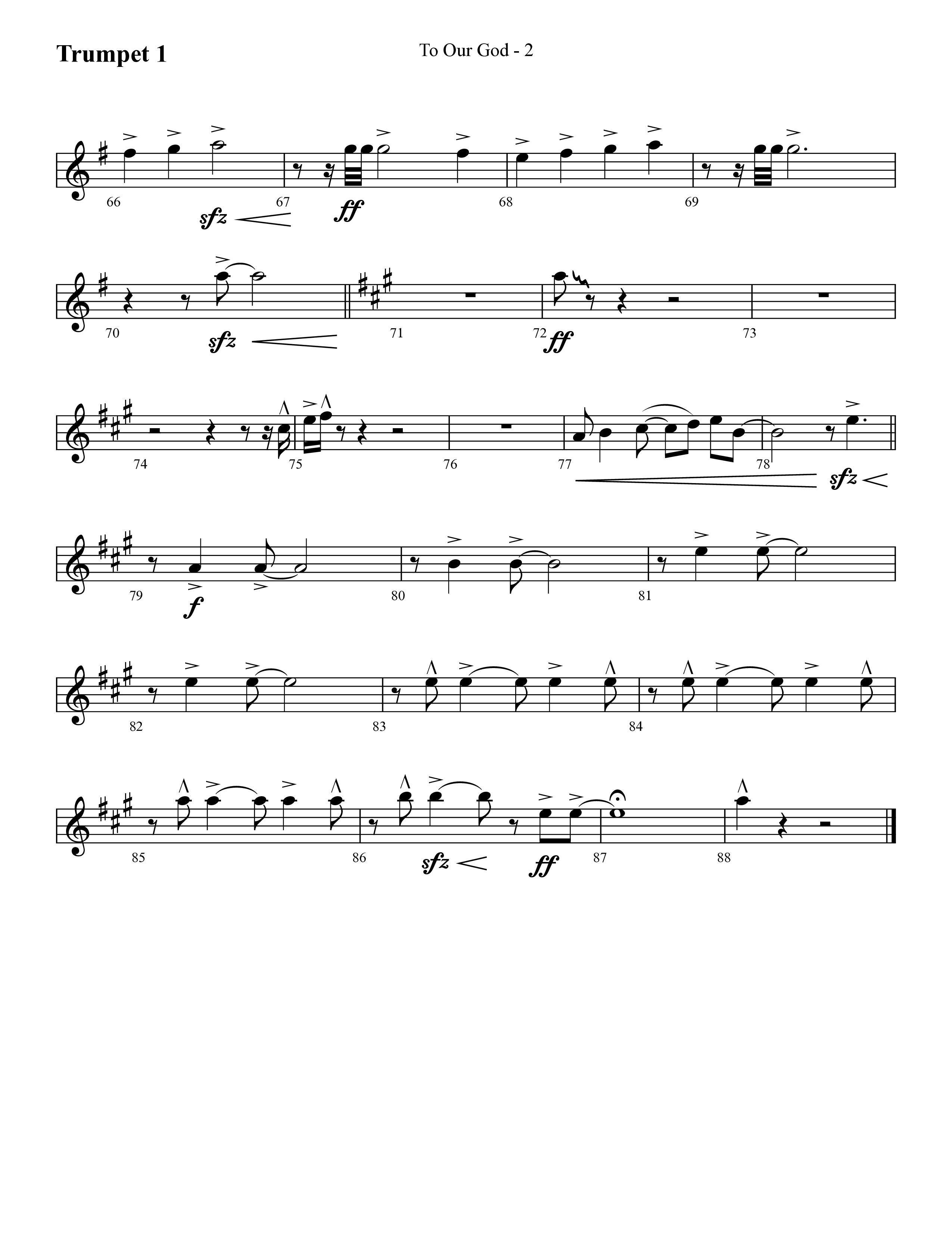 To Our God (Choral Anthem SATB) Trumpet 1 (Lifeway Choral / Arr. Cliff Duren)