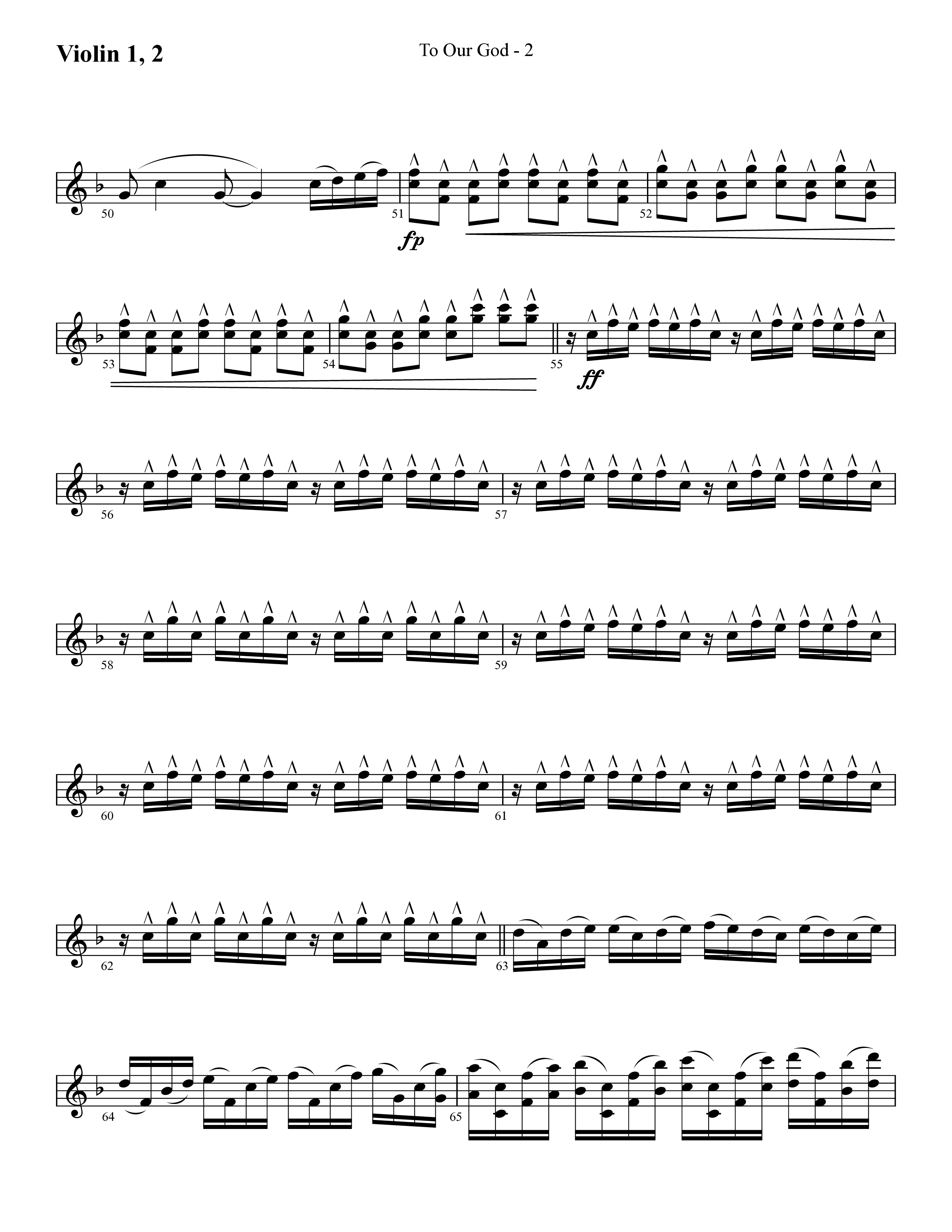 To Our God (Choral Anthem SATB) Violin 1/2 (Lifeway Choral / Arr. Cliff Duren)