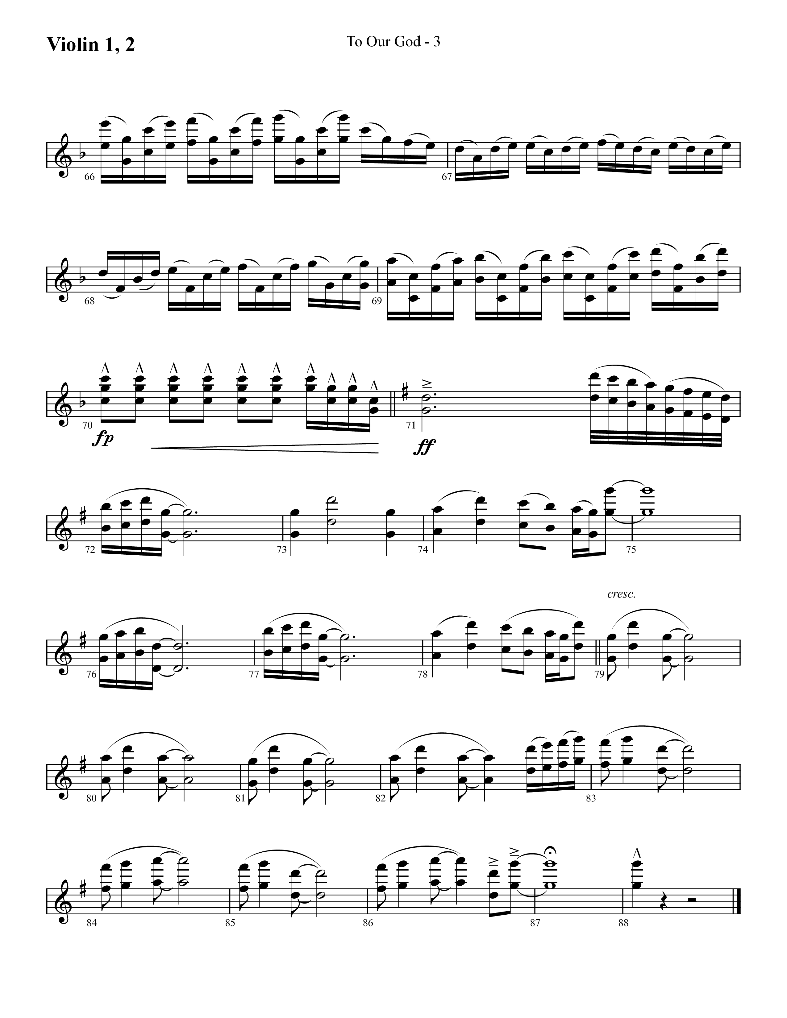 To Our God (Choral Anthem SATB) Violin 1/2 (Lifeway Choral / Arr. Cliff Duren)