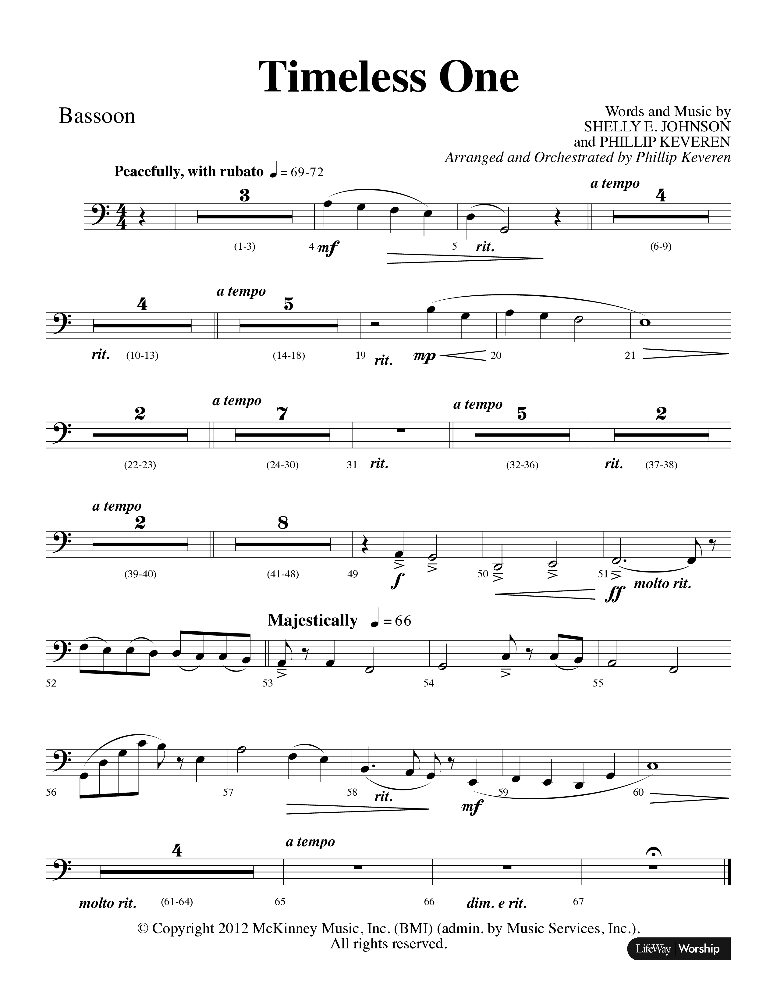 Timeless One (Choral Anthem SATB) Bassoon (Lifeway Choral / Arr. Phillip Keveren)
