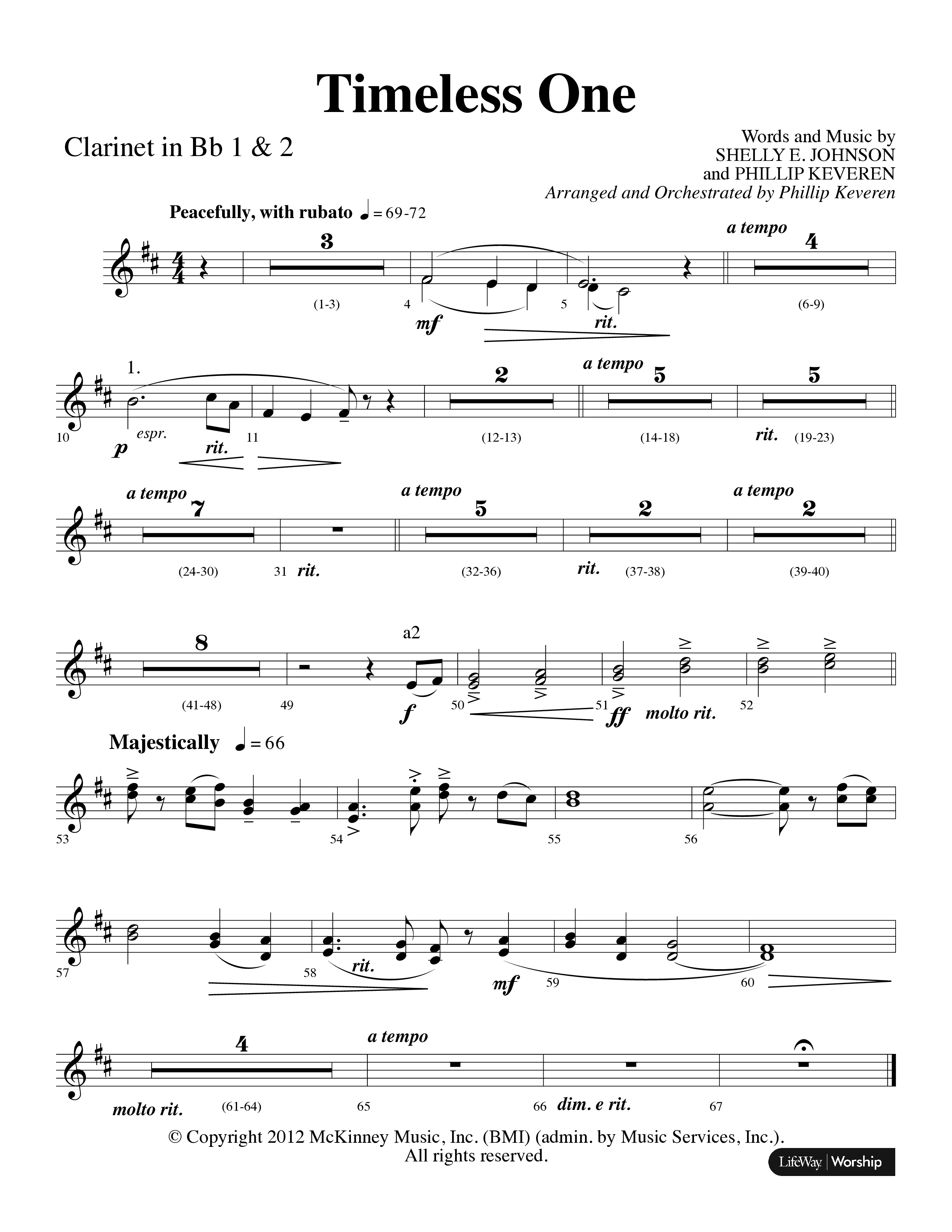 Timeless One (Choral Anthem SATB) Clarinet 1/2 (Lifeway Choral / Arr. Phillip Keveren)