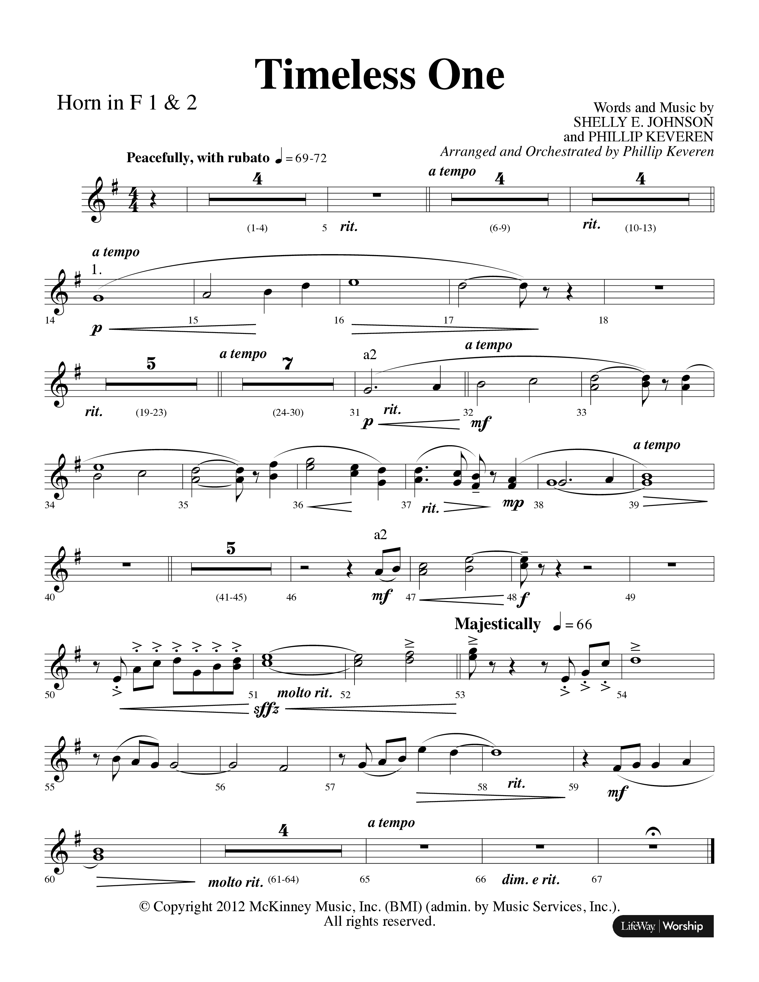 Timeless One (Choral Anthem SATB) French Horn 1/2 (Lifeway Choral / Arr. Phillip Keveren)