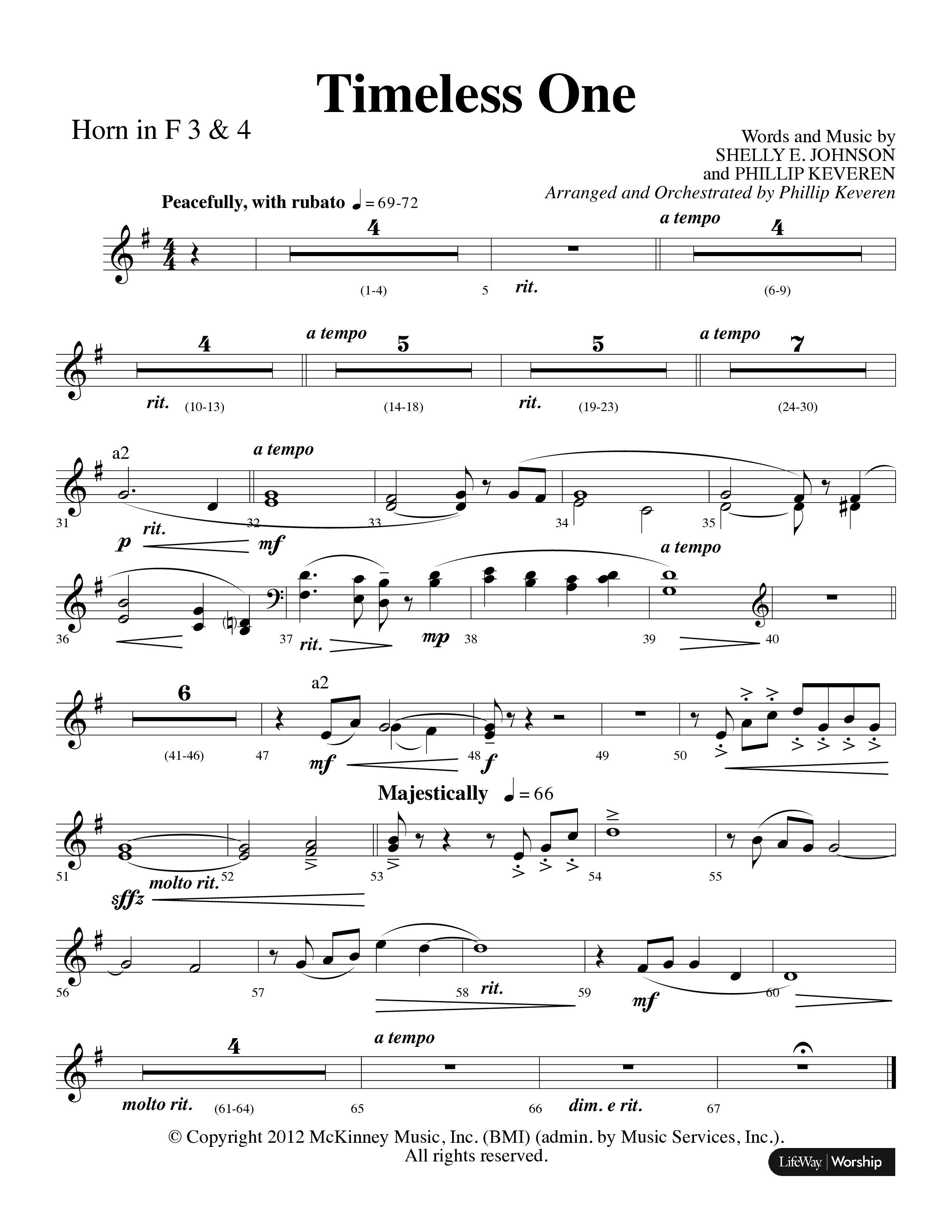 Timeless One (Choral Anthem SATB) French Horn 3 (Lifeway Choral / Arr. Phillip Keveren)