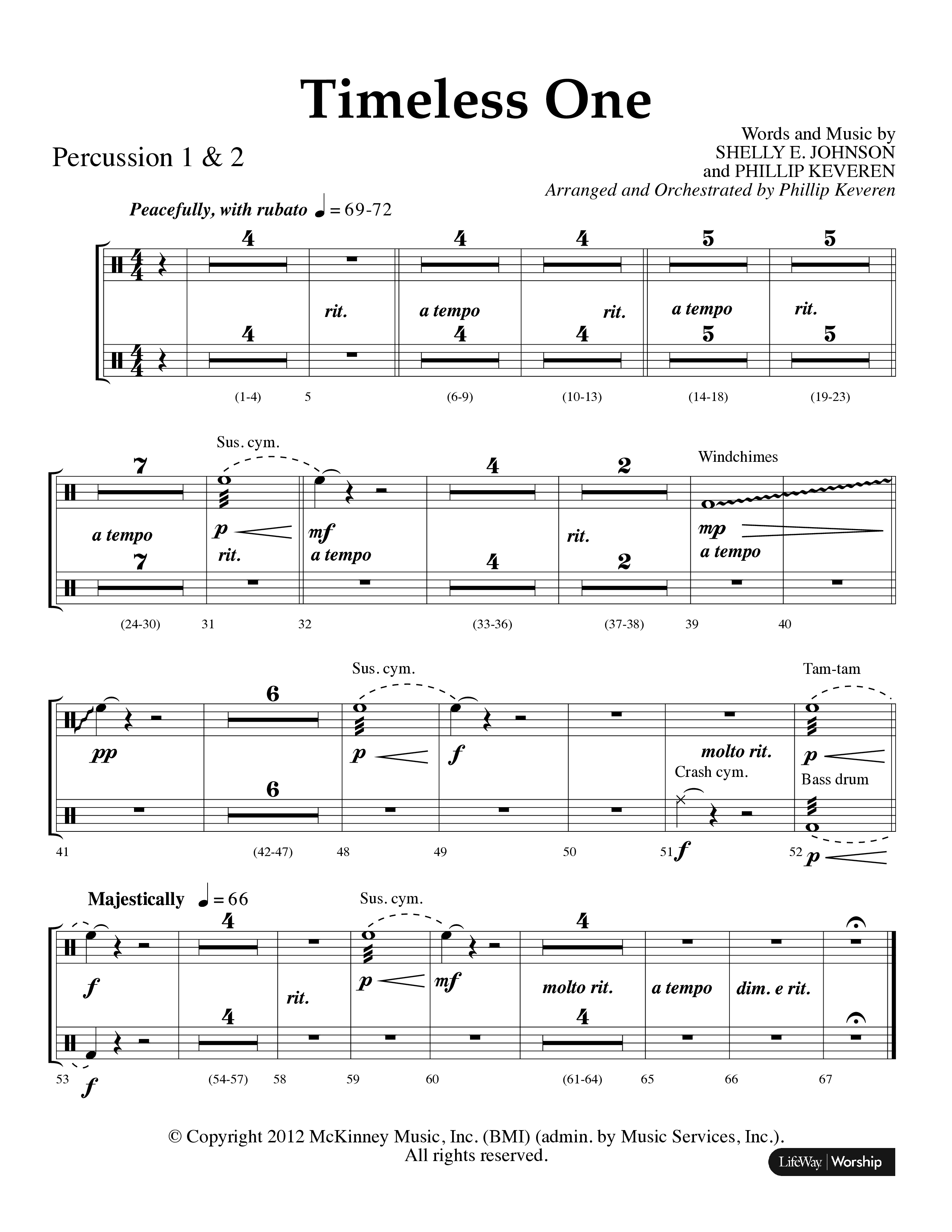 Timeless One (Choral Anthem SATB) Percussion 1/2 (Lifeway Choral / Arr. Phillip Keveren)