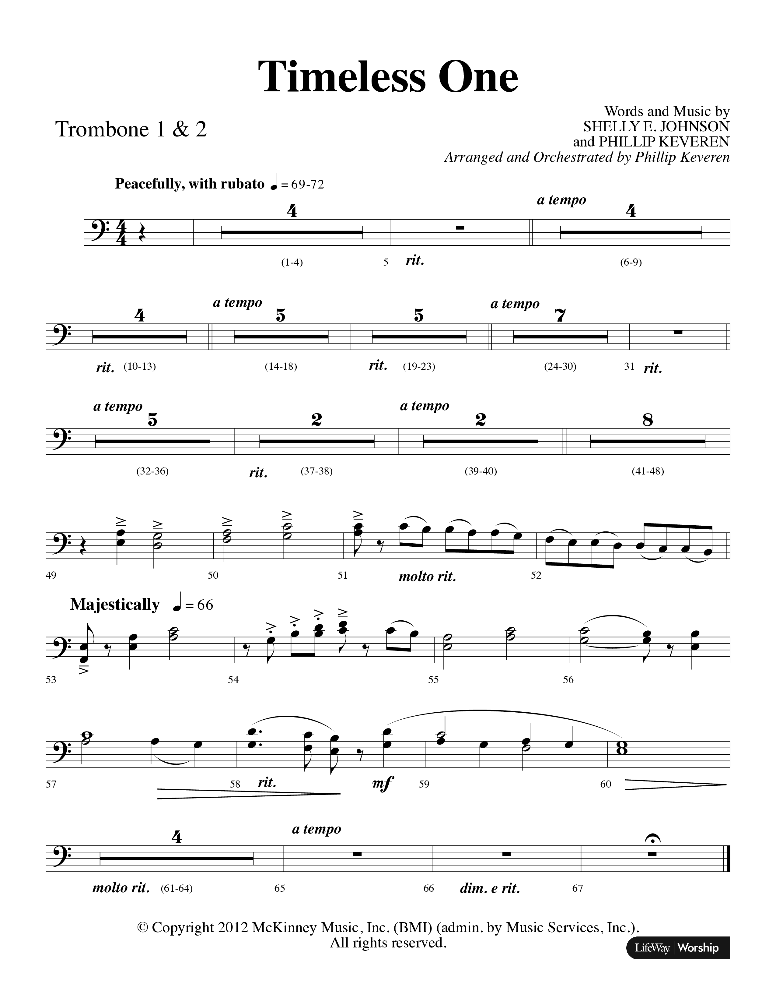 Timeless One (Choral Anthem SATB) Trombone 1/2 (Lifeway Choral / Arr. Phillip Keveren)