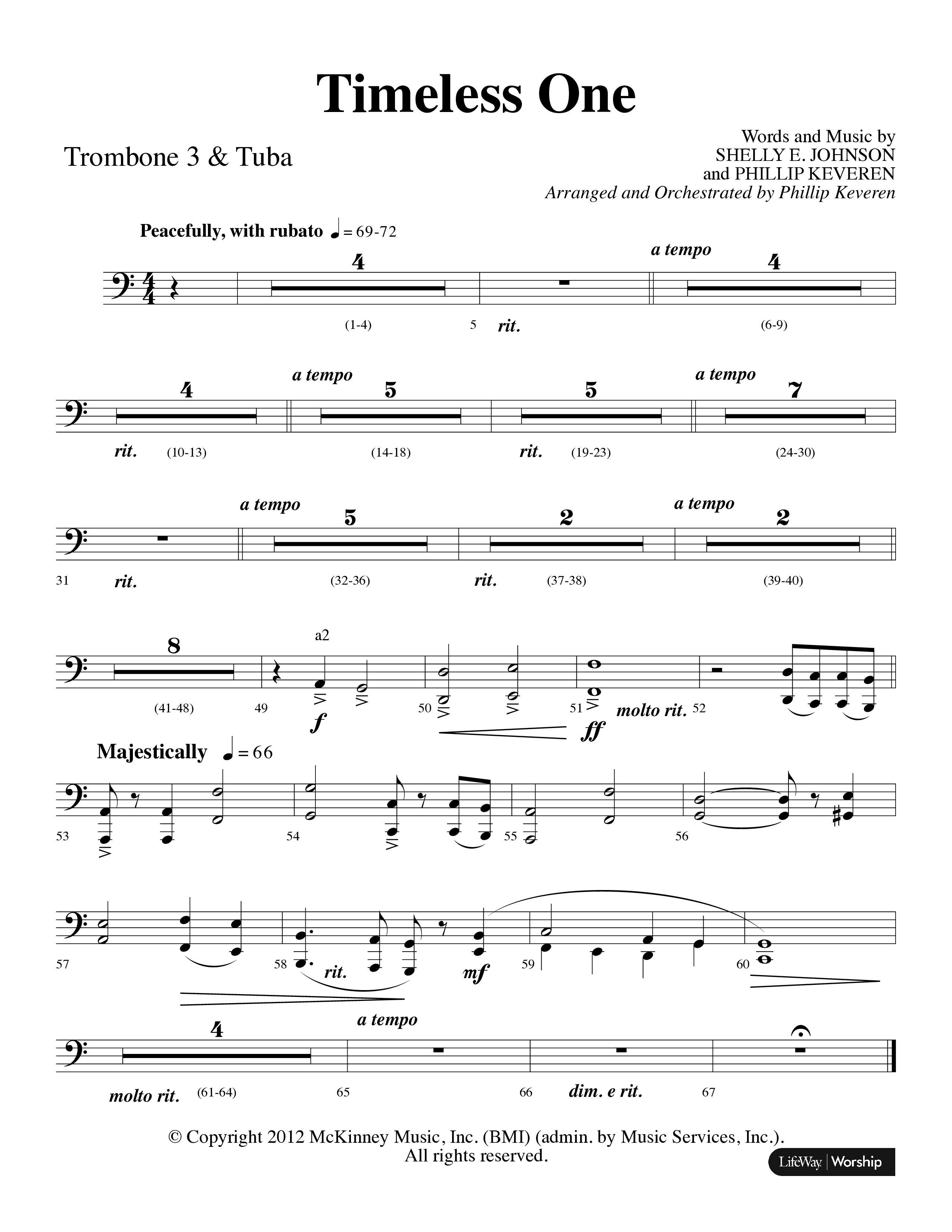 Timeless One (Choral Anthem SATB) Trombone 3/Tuba (Lifeway Choral / Arr. Phillip Keveren)