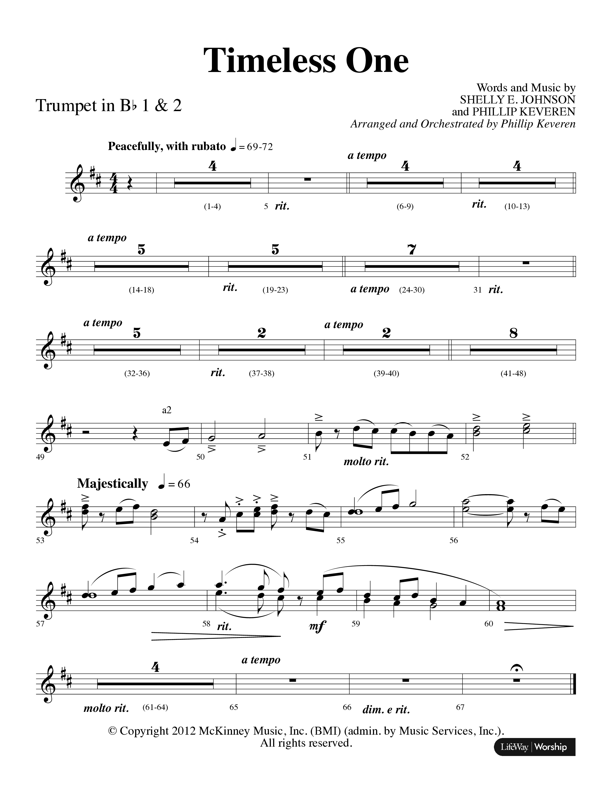 Timeless One (Choral Anthem SATB) Trumpet 1,2 (Lifeway Choral / Arr. Phillip Keveren)