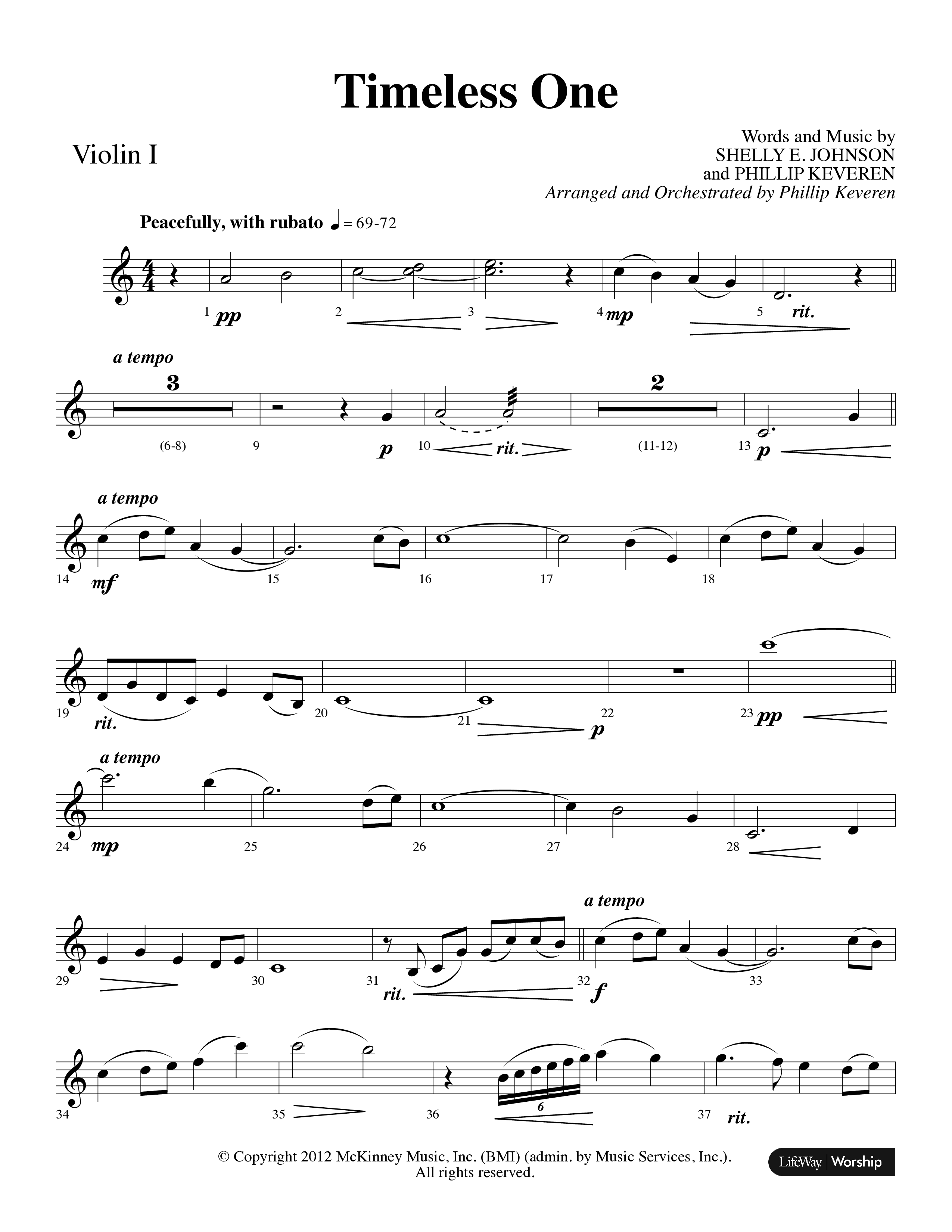 Timeless One (Choral Anthem SATB) Violin 1 (Lifeway Choral / Arr. Phillip Keveren)