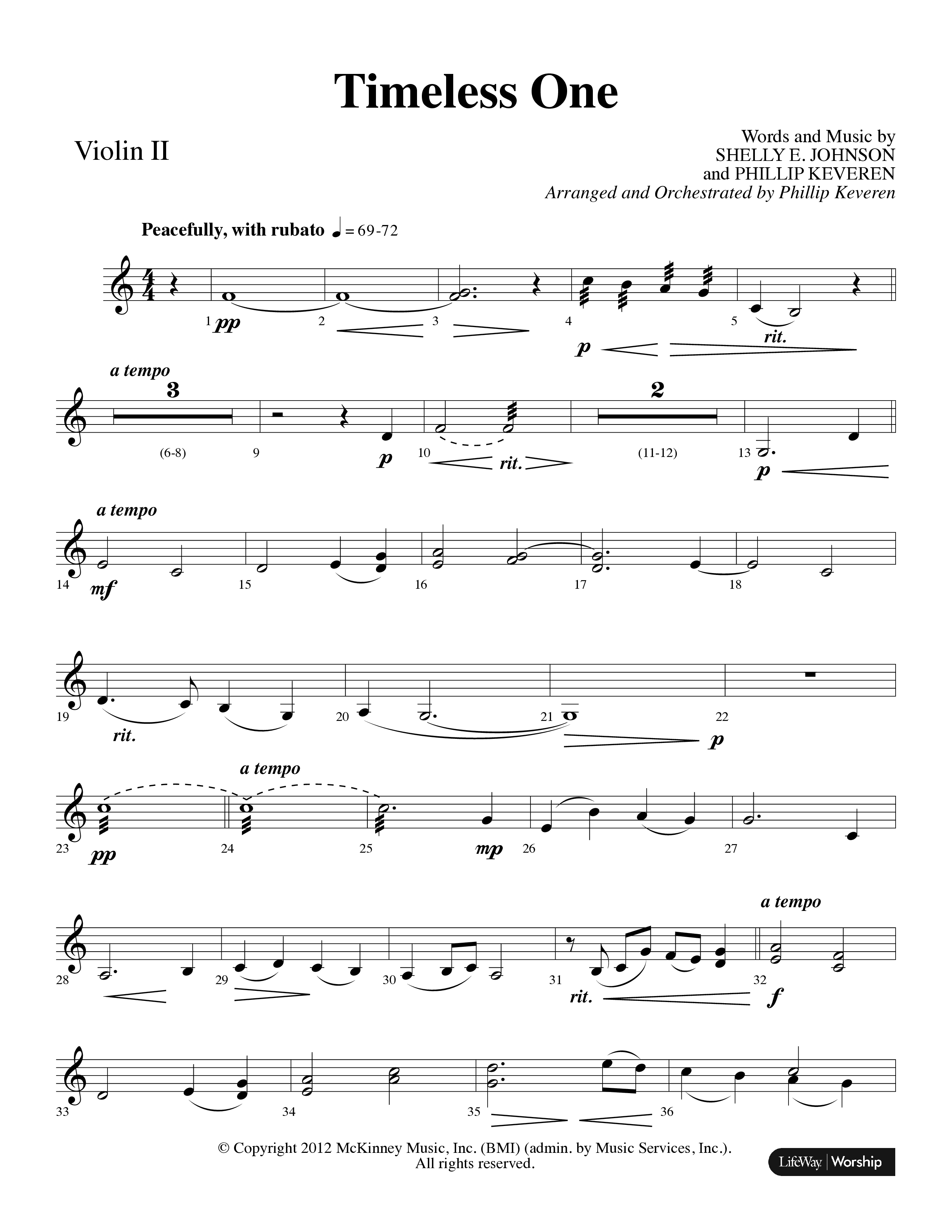 Timeless One (Choral Anthem SATB) Violin 2 (Lifeway Choral / Arr. Phillip Keveren)