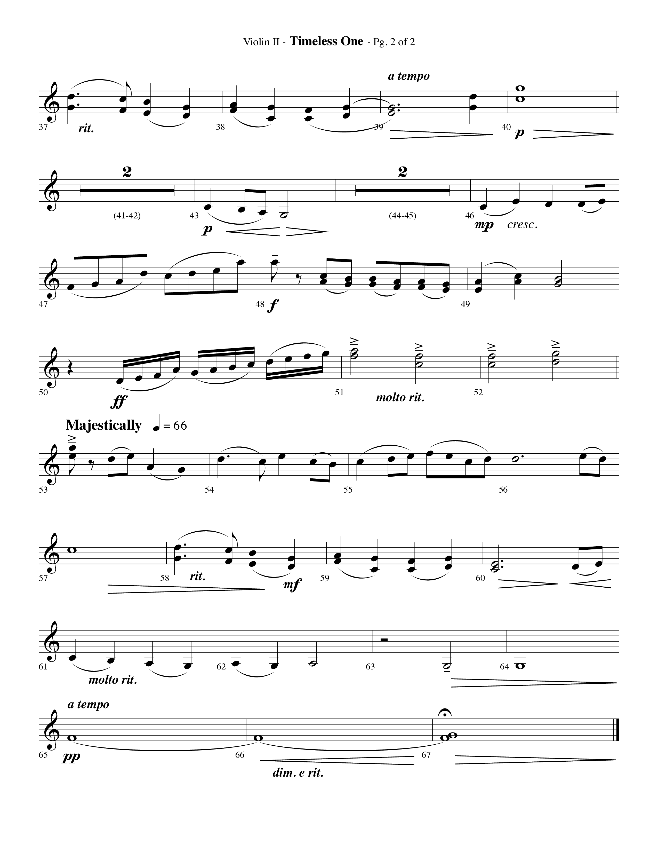 Timeless One (Choral Anthem SATB) Violin 2 (Lifeway Choral / Arr. Phillip Keveren)