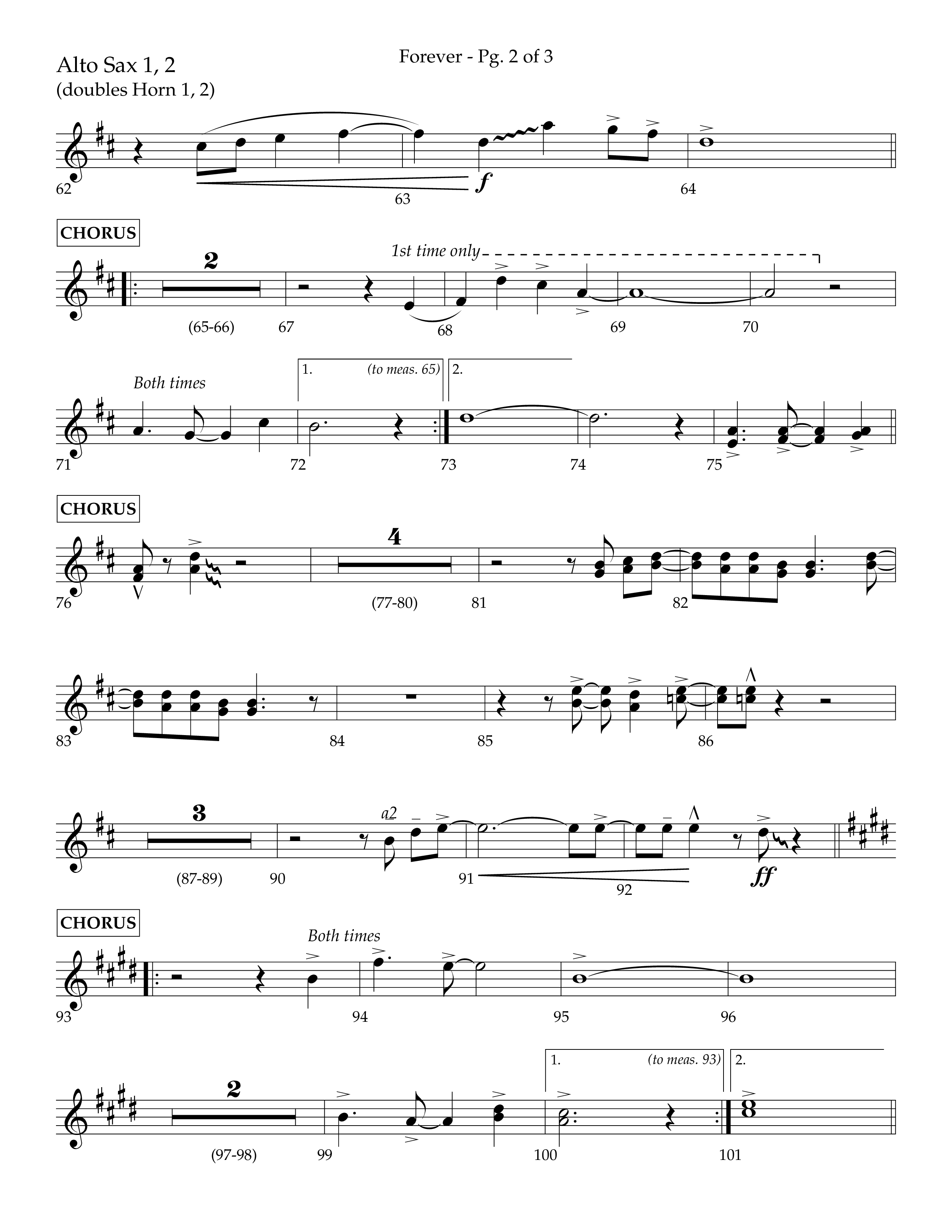 Forever (with Sing Praise) (Choral Anthem SATB) Alto Sax 1/2 (Lifeway Choral / Arr. Danny Zaloudik)