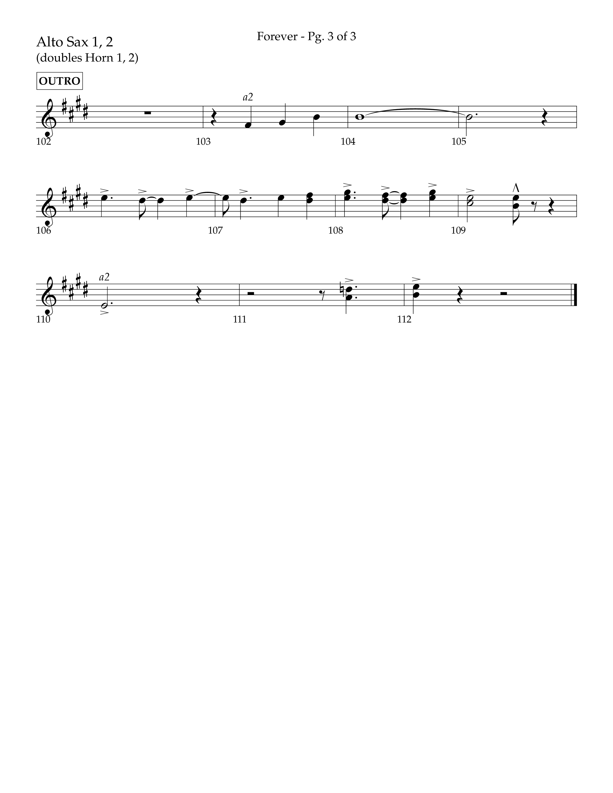 Forever (with Sing Praise) (Choral Anthem SATB) Alto Sax 1/2 (Lifeway Choral / Arr. Danny Zaloudik)