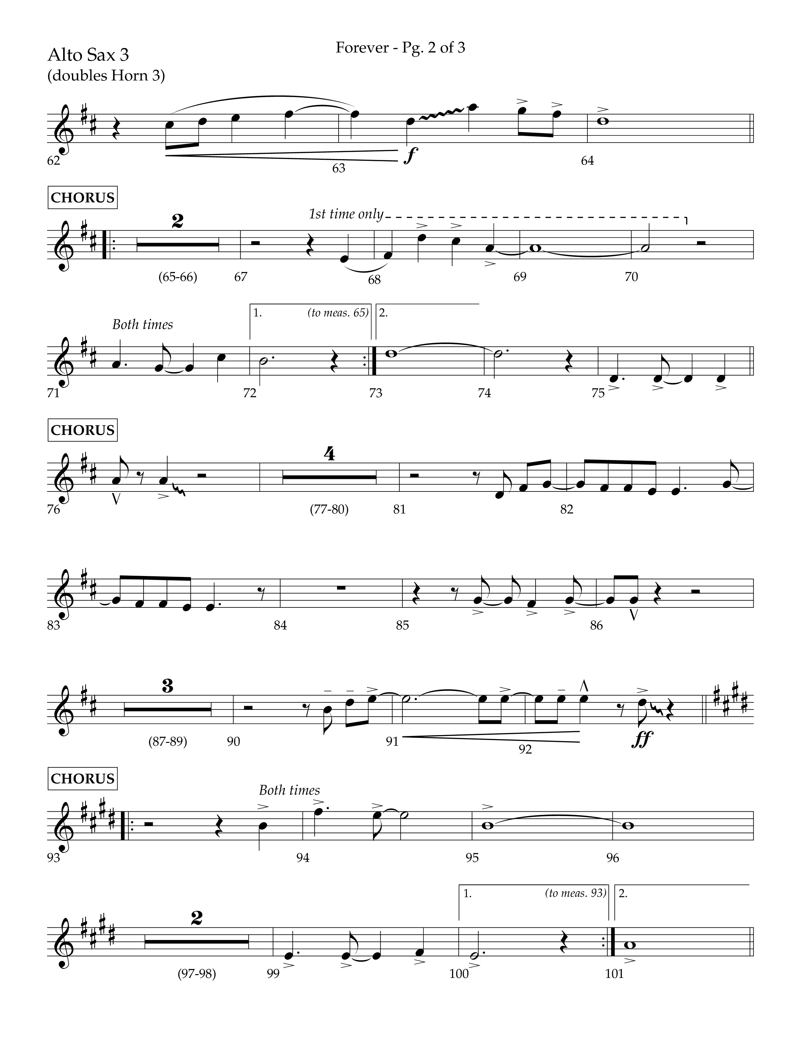 Forever (with Sing Praise) (Choral Anthem SATB) Alto Sax (Lifeway Choral / Arr. Danny Zaloudik)