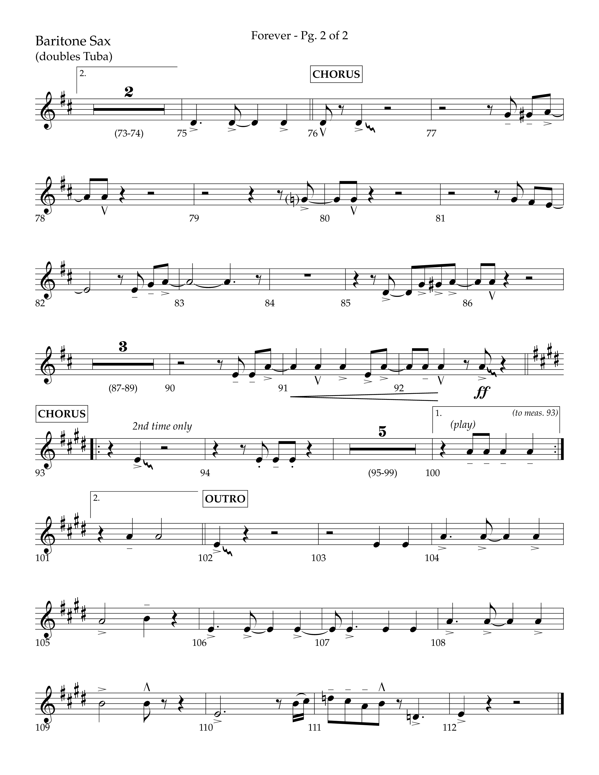 Forever (with Sing Praise) (Choral Anthem SATB) Bari Sax (Lifeway Choral / Arr. Danny Zaloudik)