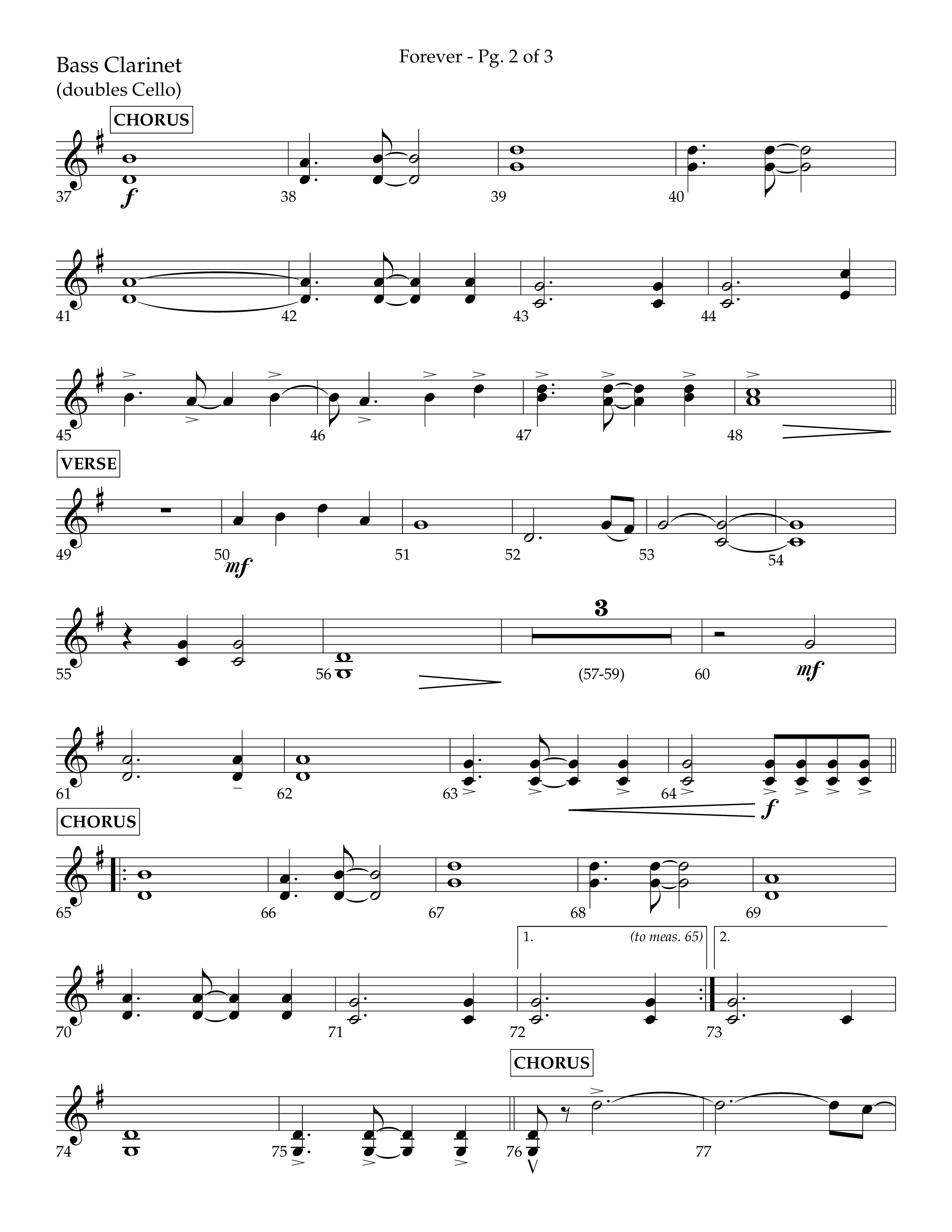Forever (with Sing Praise) (Choral Anthem SATB) Bass Clarinet (Lifeway Choral / Arr. Danny Zaloudik)