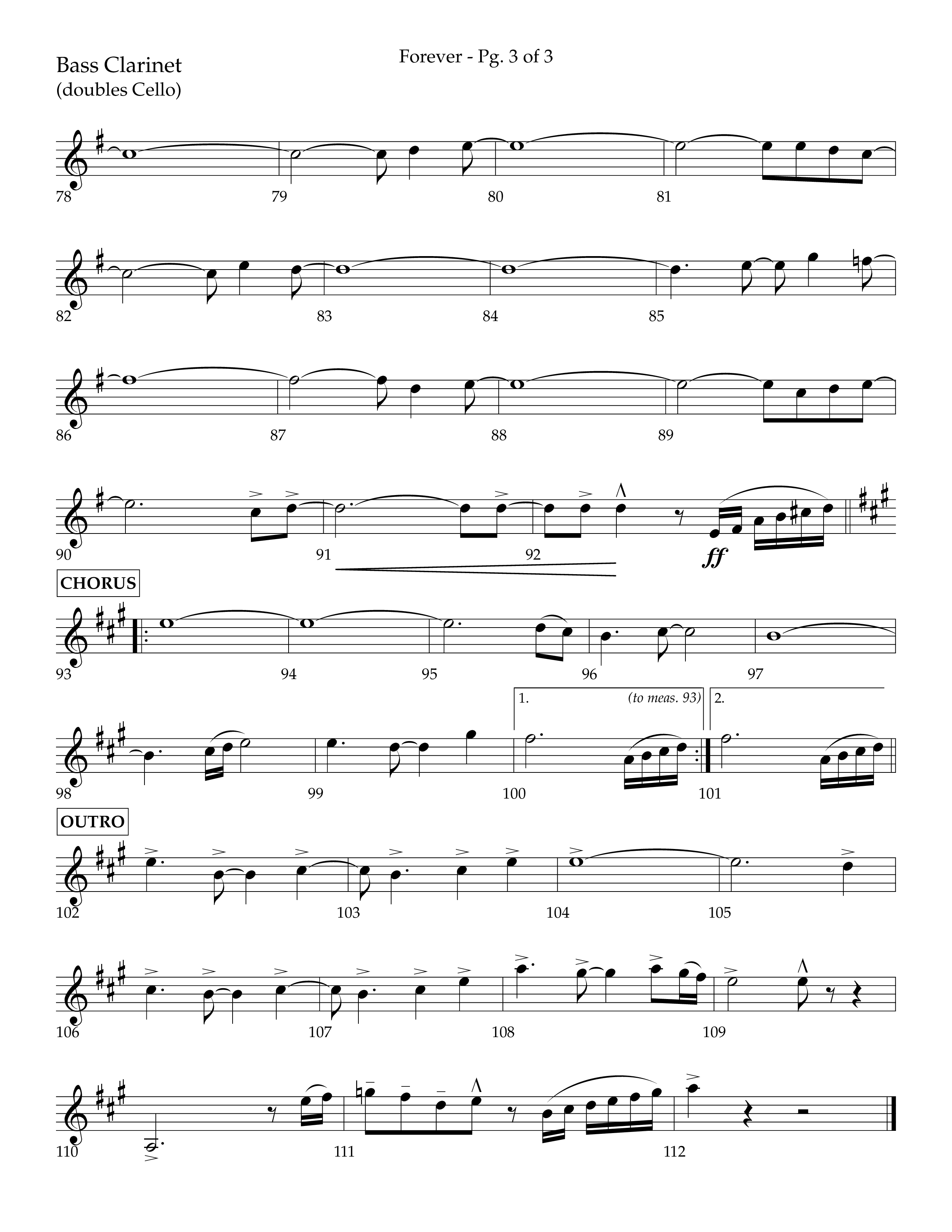 Forever (with Sing Praise) (Choral Anthem SATB) Bass Clarinet (Lifeway Choral / Arr. Danny Zaloudik)