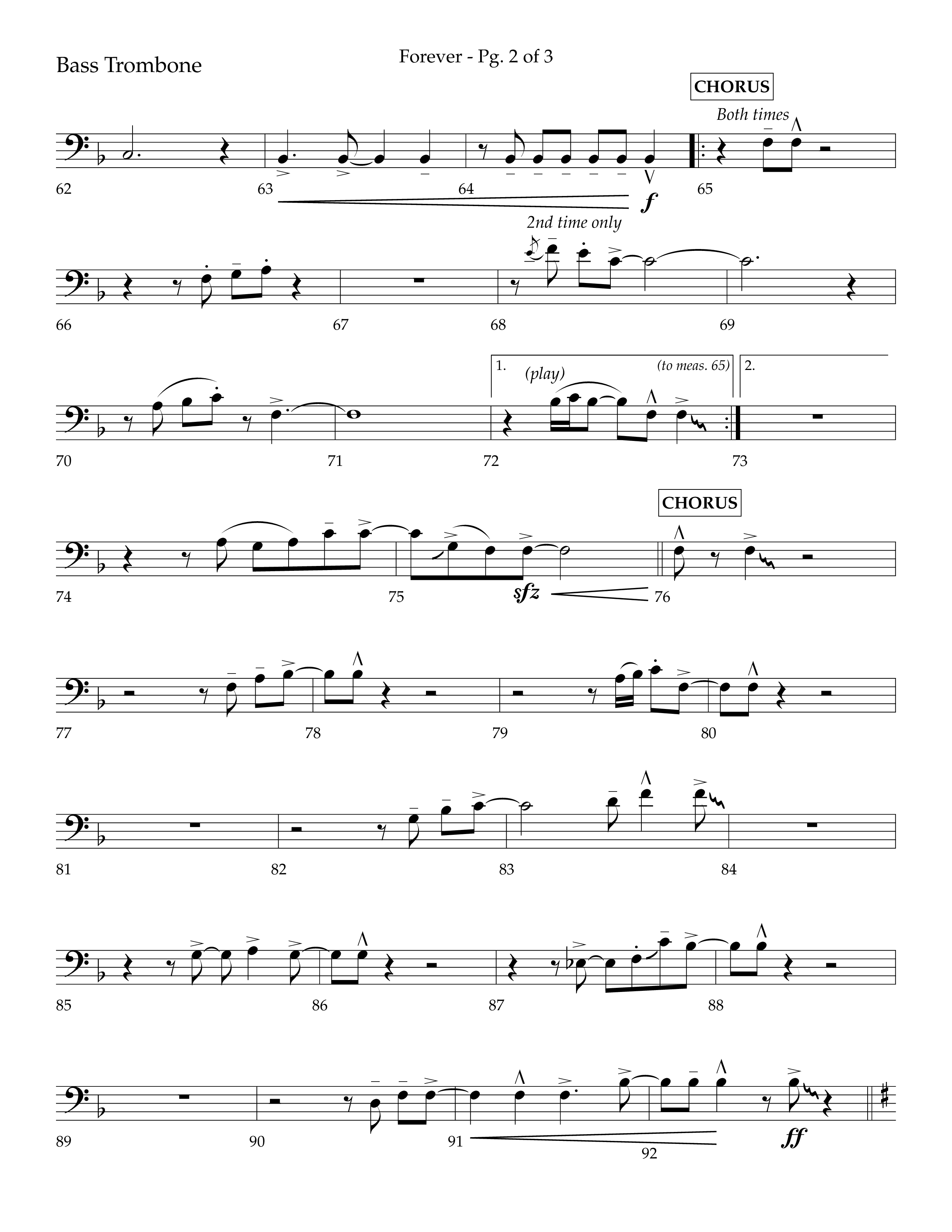Forever (with Sing Praise) (Choral Anthem SATB) Bass Trombone (Lifeway Choral / Arr. Danny Zaloudik)
