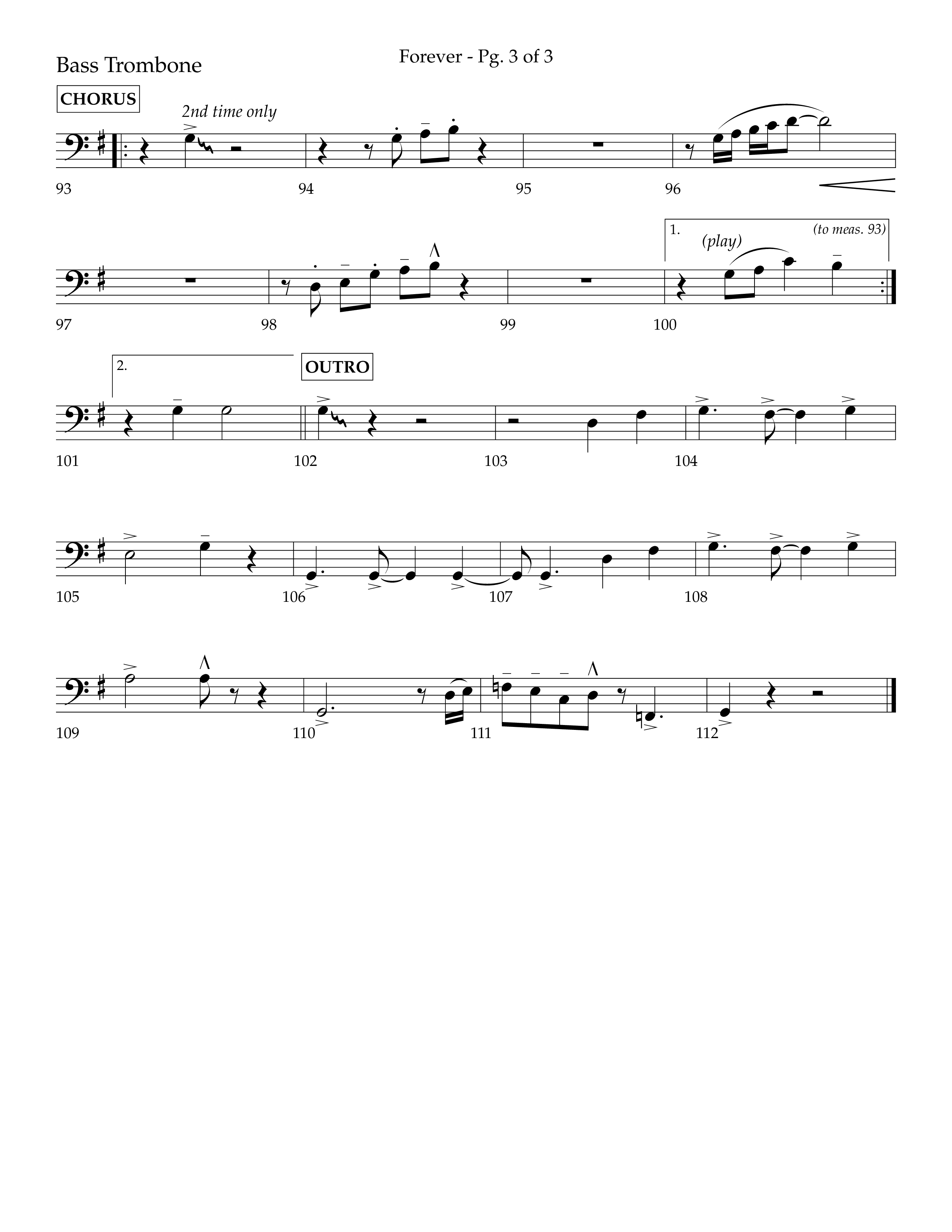 Forever (with Sing Praise) (Choral Anthem SATB) Bass Trombone (Lifeway Choral / Arr. Danny Zaloudik)