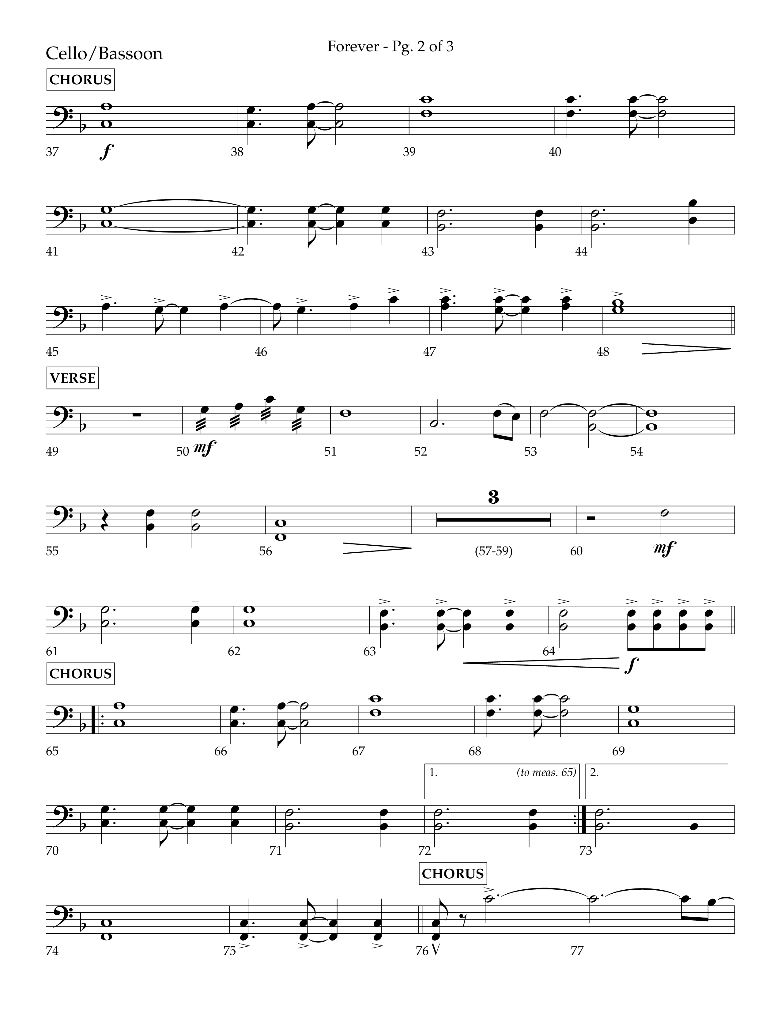 Forever (with Sing Praise) (Choral Anthem SATB) Cello (Lifeway Choral / Arr. Danny Zaloudik)