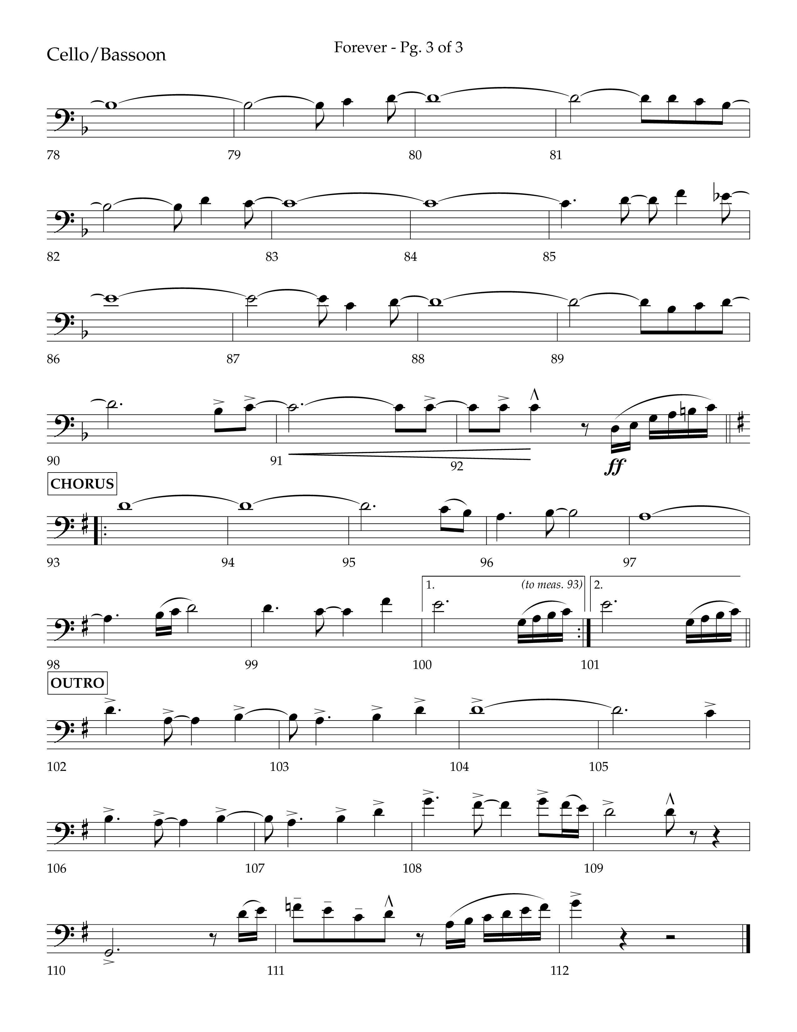 Forever (with Sing Praise) (Choral Anthem SATB) Cello (Lifeway Choral / Arr. Danny Zaloudik)