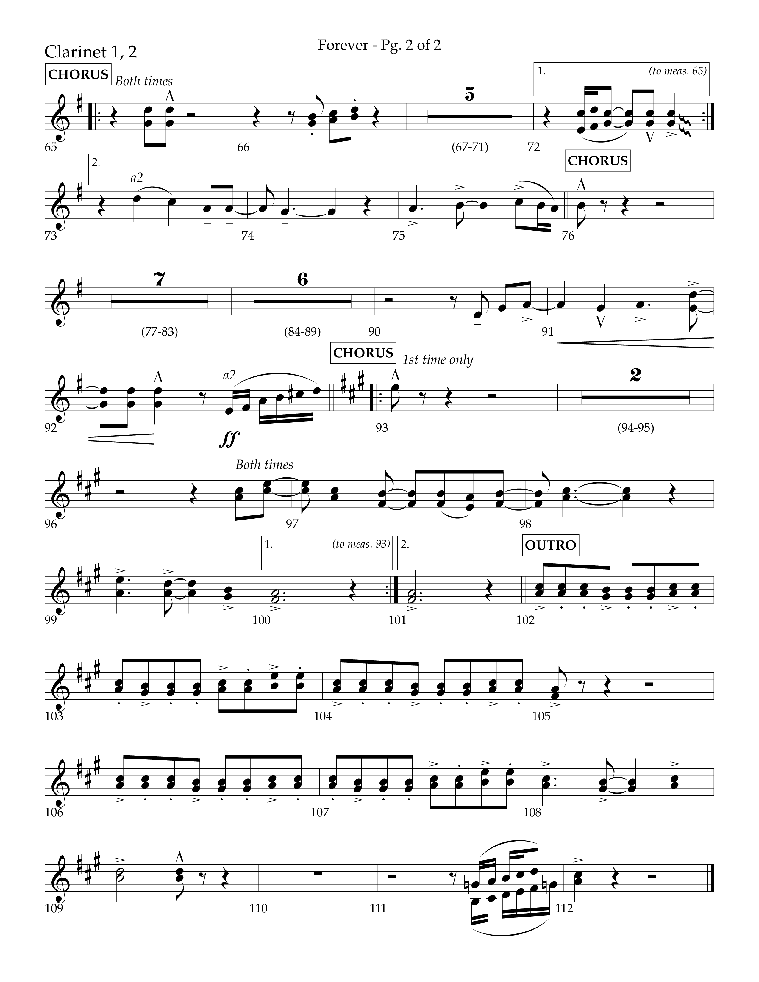 Forever (with Sing Praise) (Choral Anthem SATB) Clarinet 1/2 (Lifeway Choral / Arr. Danny Zaloudik)
